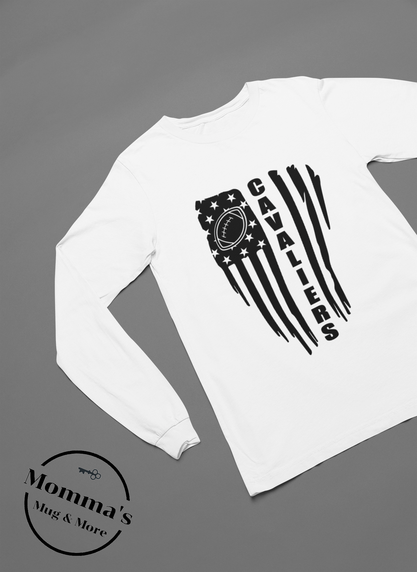 CORUNNA CAVALIER FOOTBALL FLAG SLEEVED TEE WHITE.png
