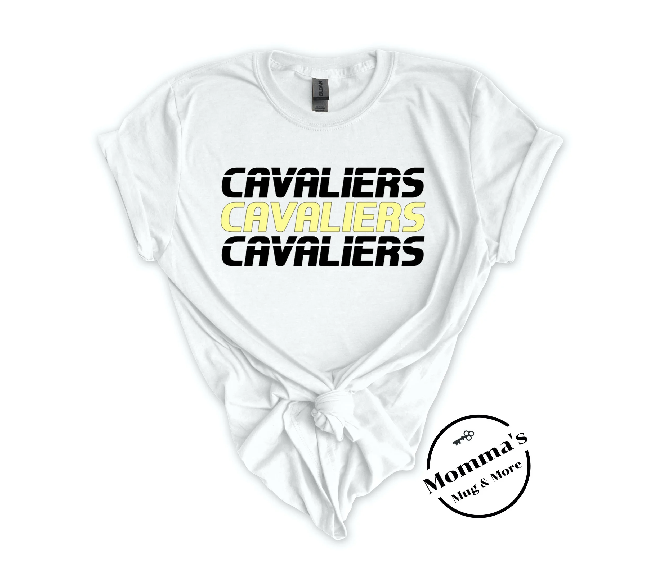 CORUNNA CAVALIERS SPEEDY STACKED WHITE TEE.jpeg