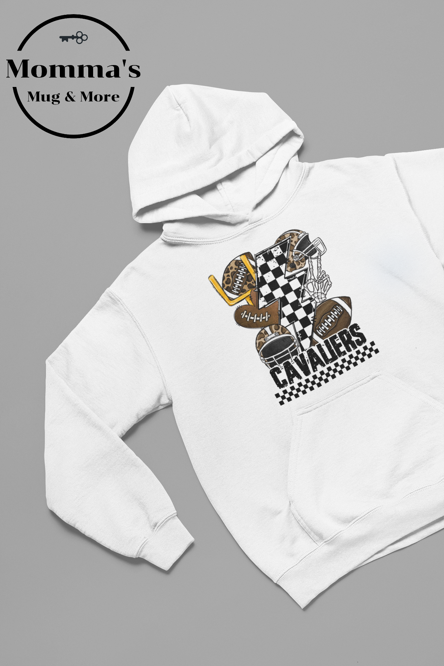CAVALIERS BOLT FOOTBALL WHITE HOODIE.png