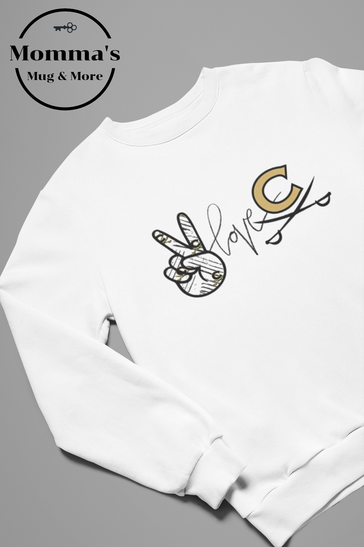 PEACE LOVE CAVALIERS WHITE CREW SWEATSHIRT.png