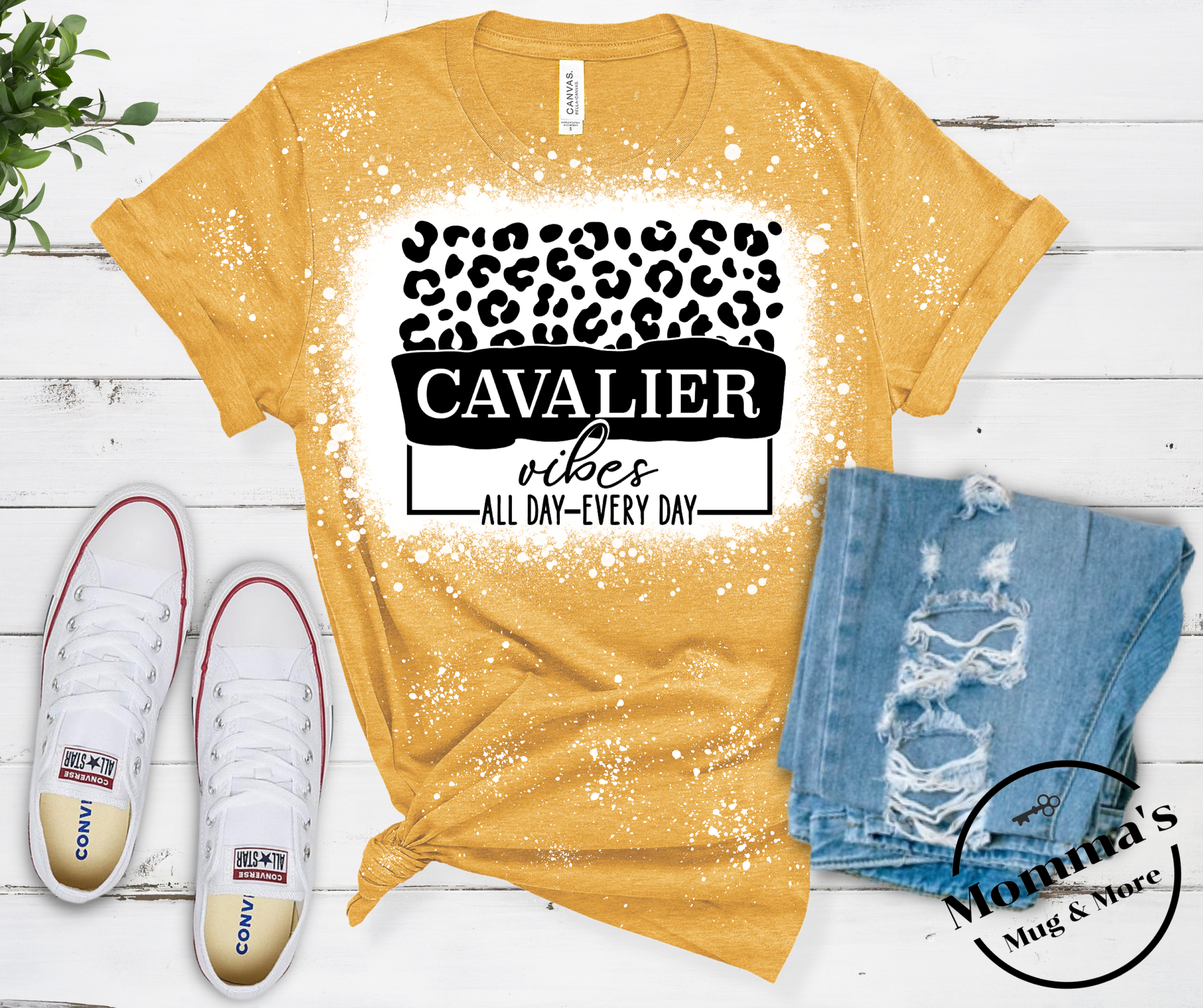 CORUNNA CAVALIERS VIBES HEATHER MUSTARD TEE.png