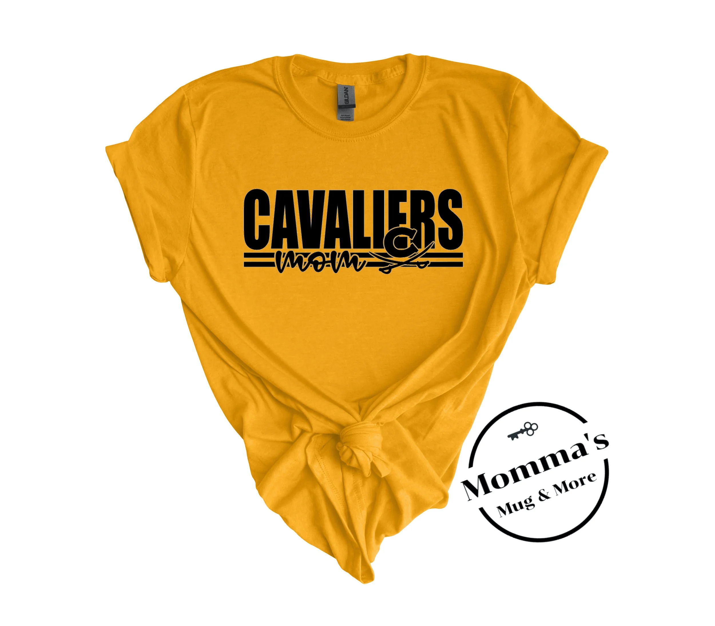 CORUNNA CAVALIERS MOM STRIPED GOLD TEE.jpeg