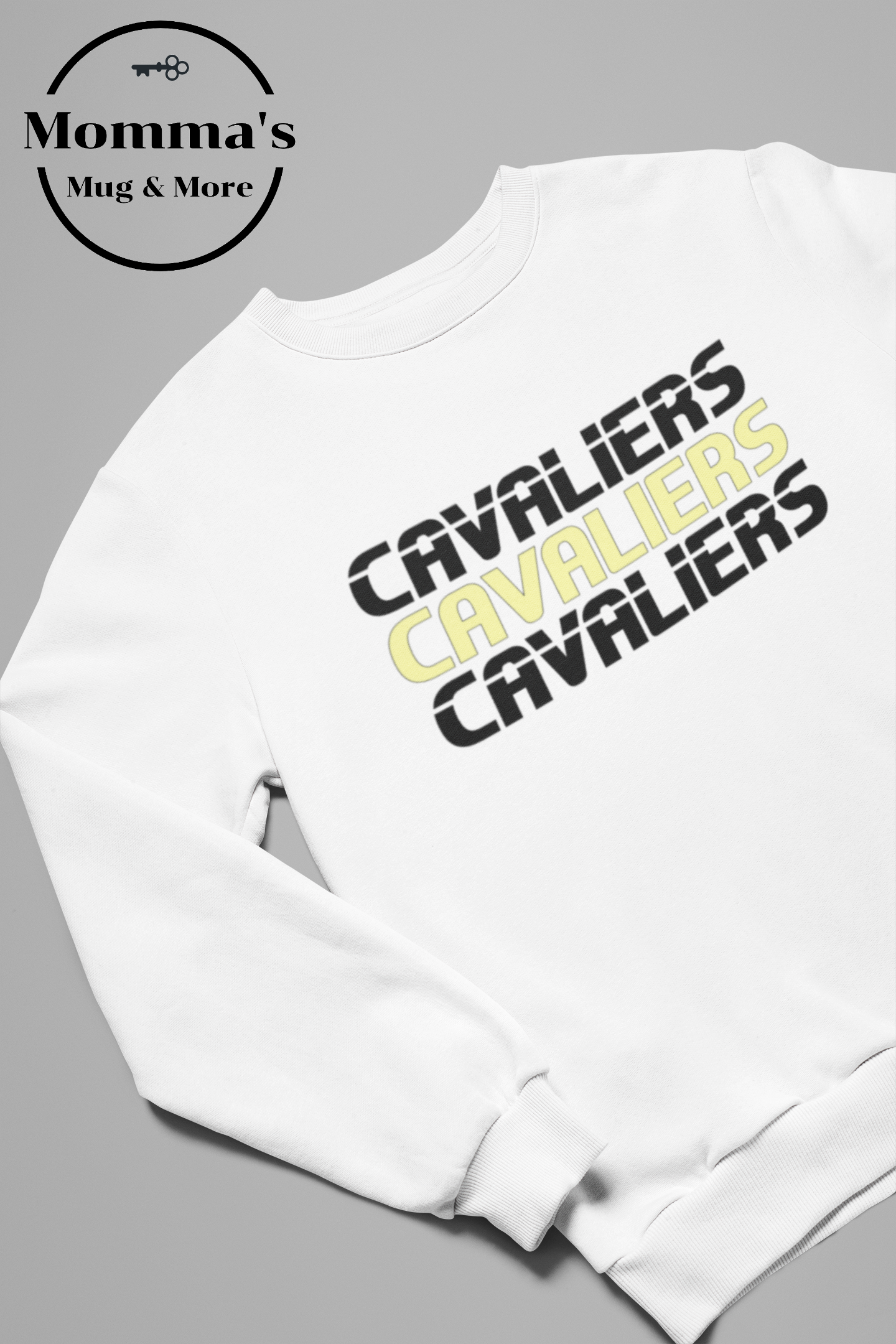 CORUNNA CAVALIERS SPEEDY STACKED WHITE SWEATSHIRT.png