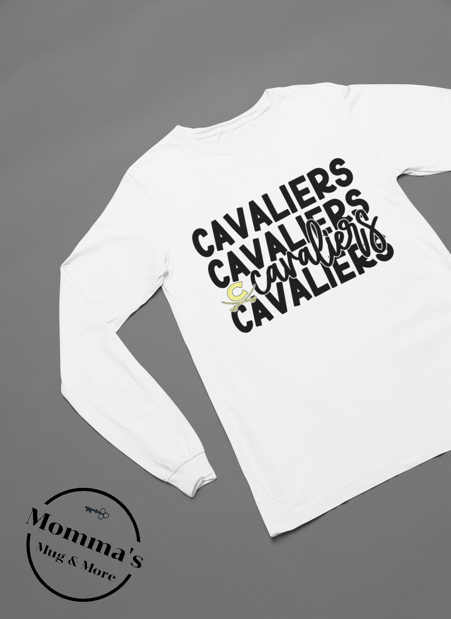 CORUNNA CAVALIERS BIG C LITTLE C WHITE SLEEVED TEE.png
