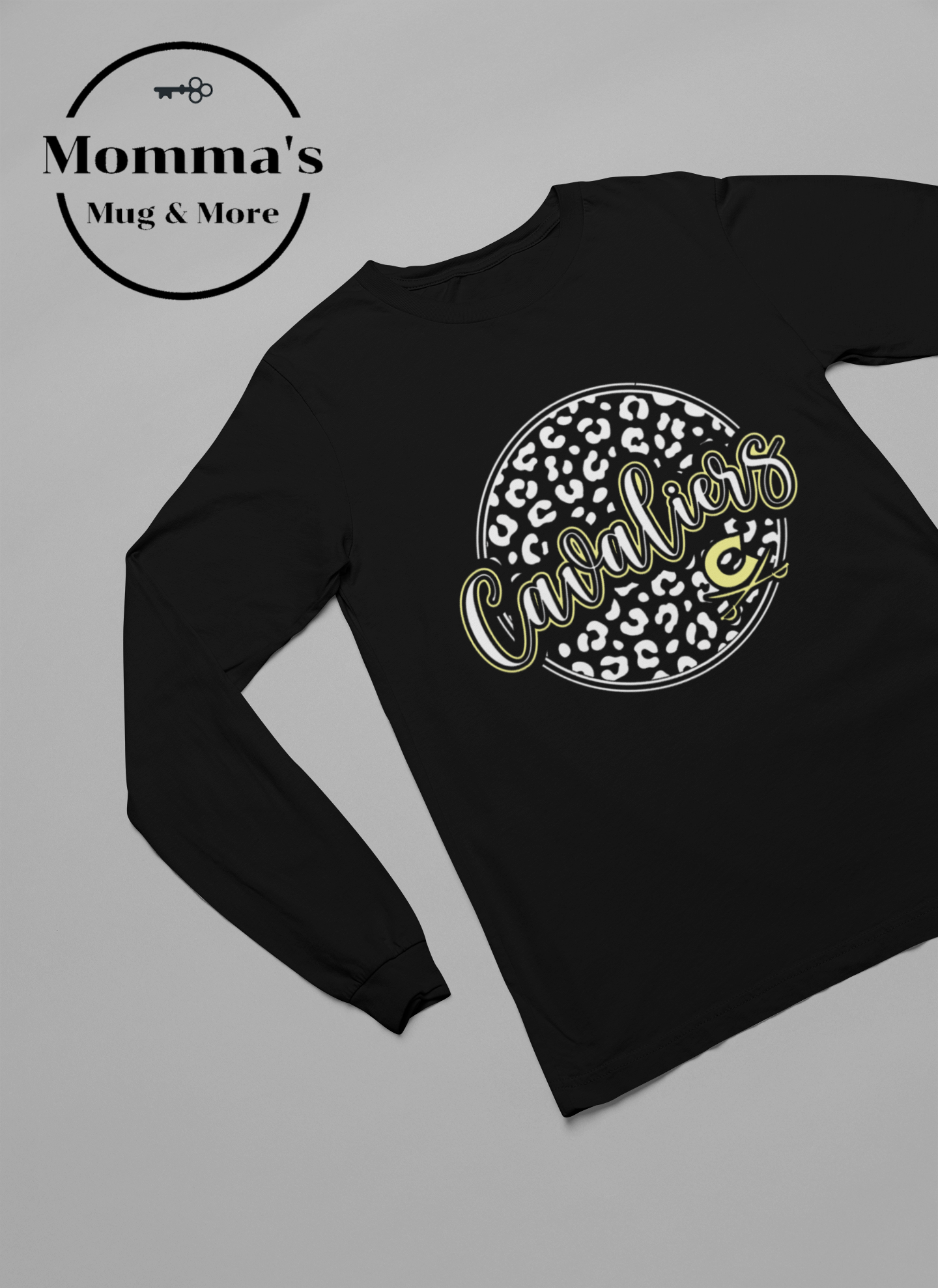 CAVALIERS LEOPARD CIRCLE BLACK SLEEVED TEE.png