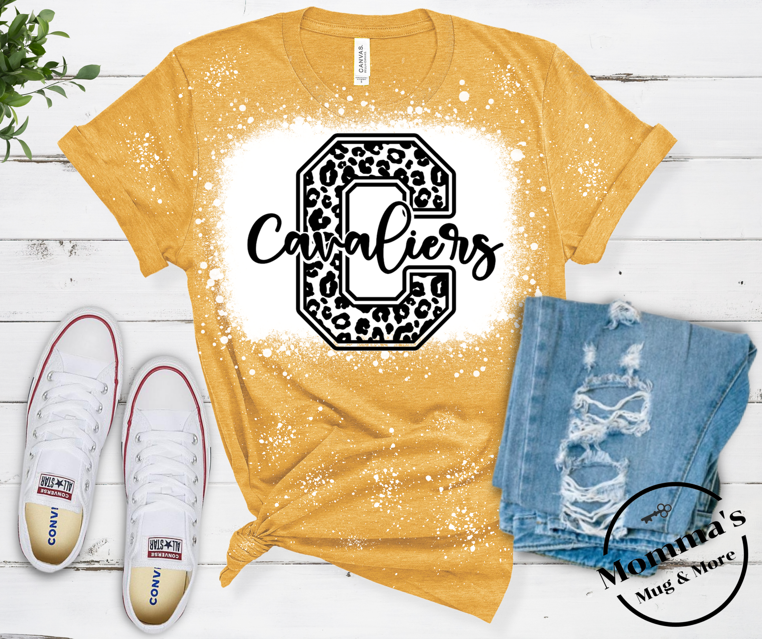 CORUNNA CAVALIERS LEOPARD C HEATHER MUSTARD TEE.png