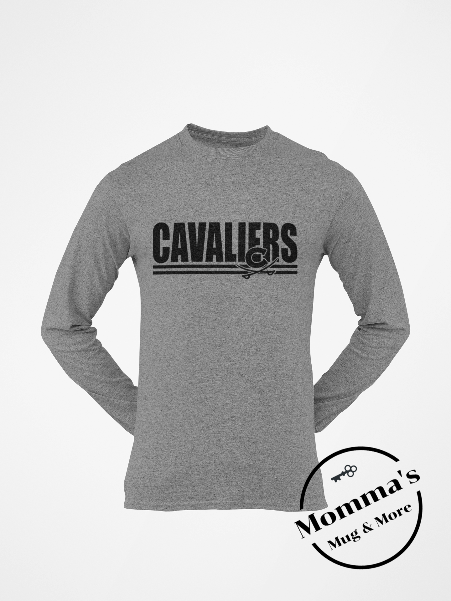 CORUNNA CAVALIERS STRIPED GRAPHITE HEATHER SLEEVED TEE.png