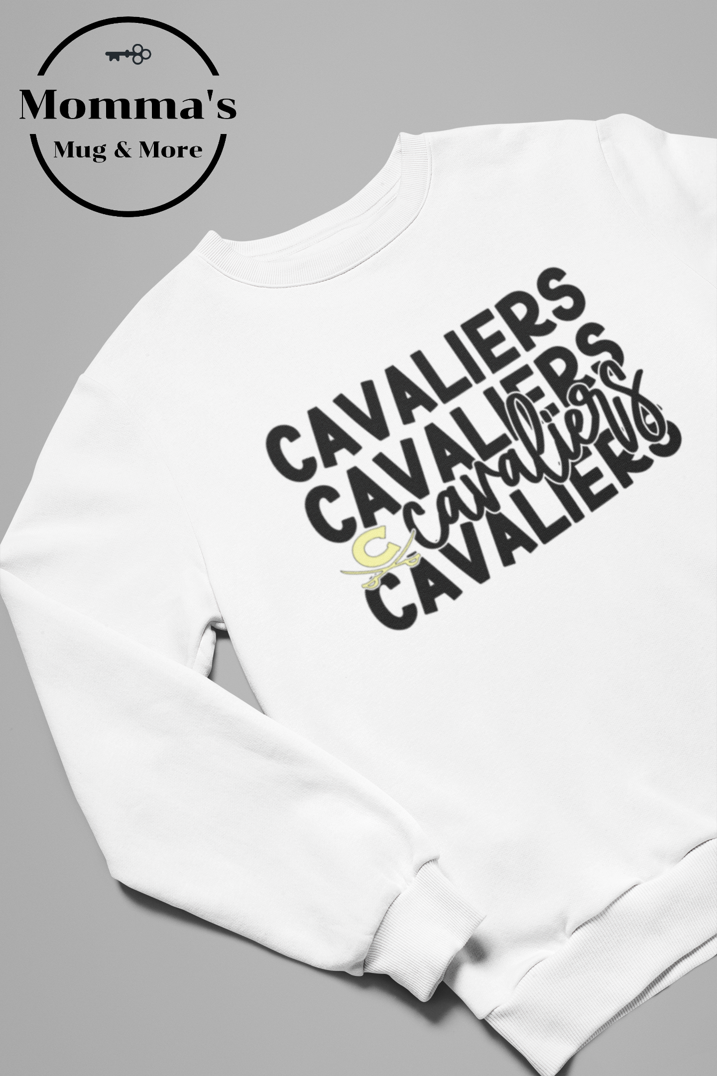CORUNNA CAVALIERS BIG C LITTLE C WHITE SWEATSHIRT.png