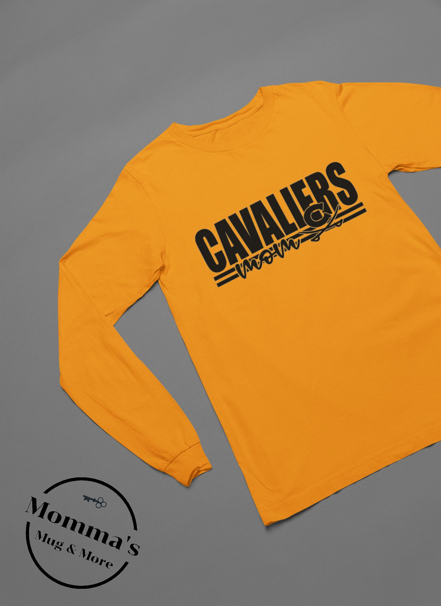 CORUNNA CAVALIERS MOM STRIPED GOLD SLEEVED TEE.png