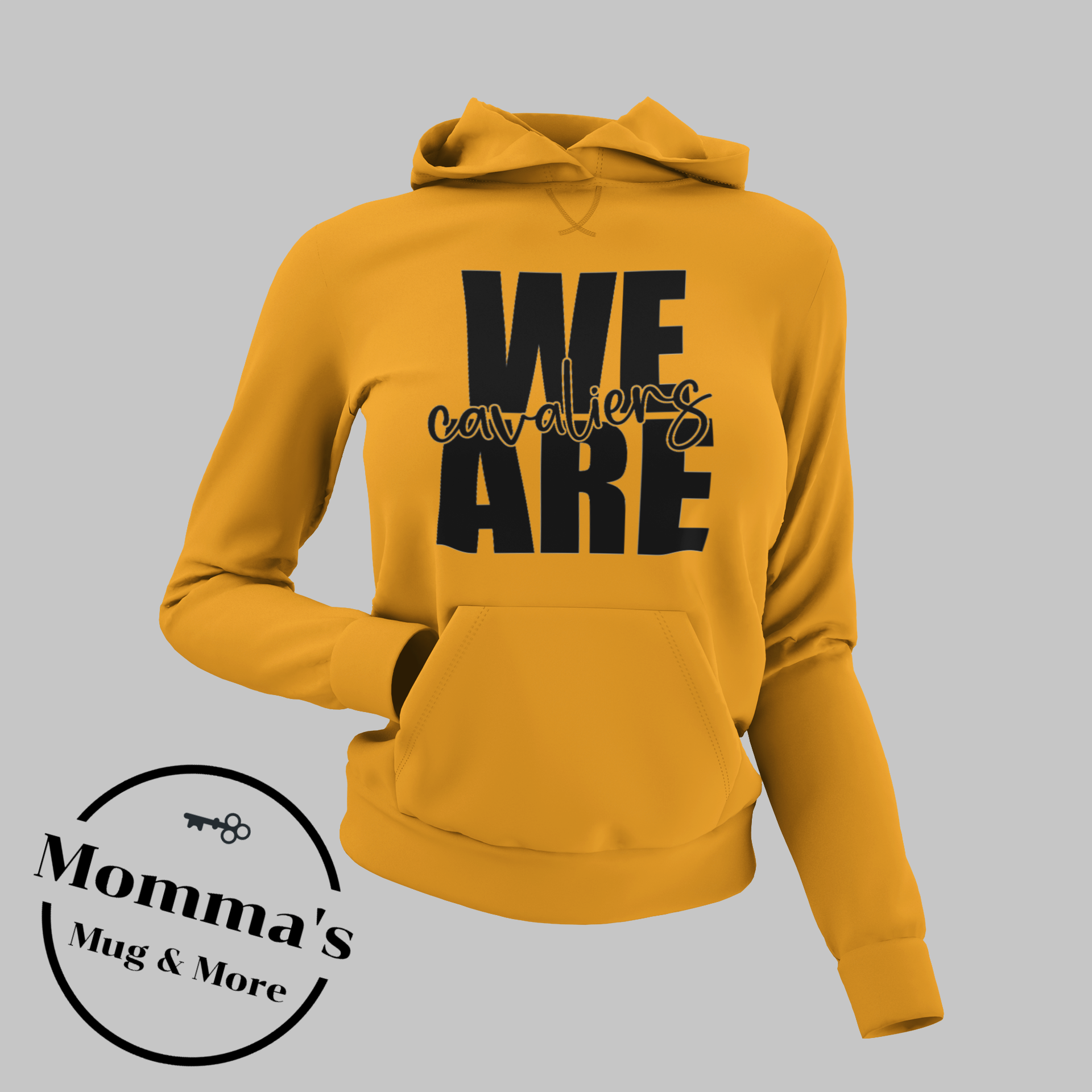 WE ARE CAVALIERS GOLD W: BLACK HOODIE.png.png