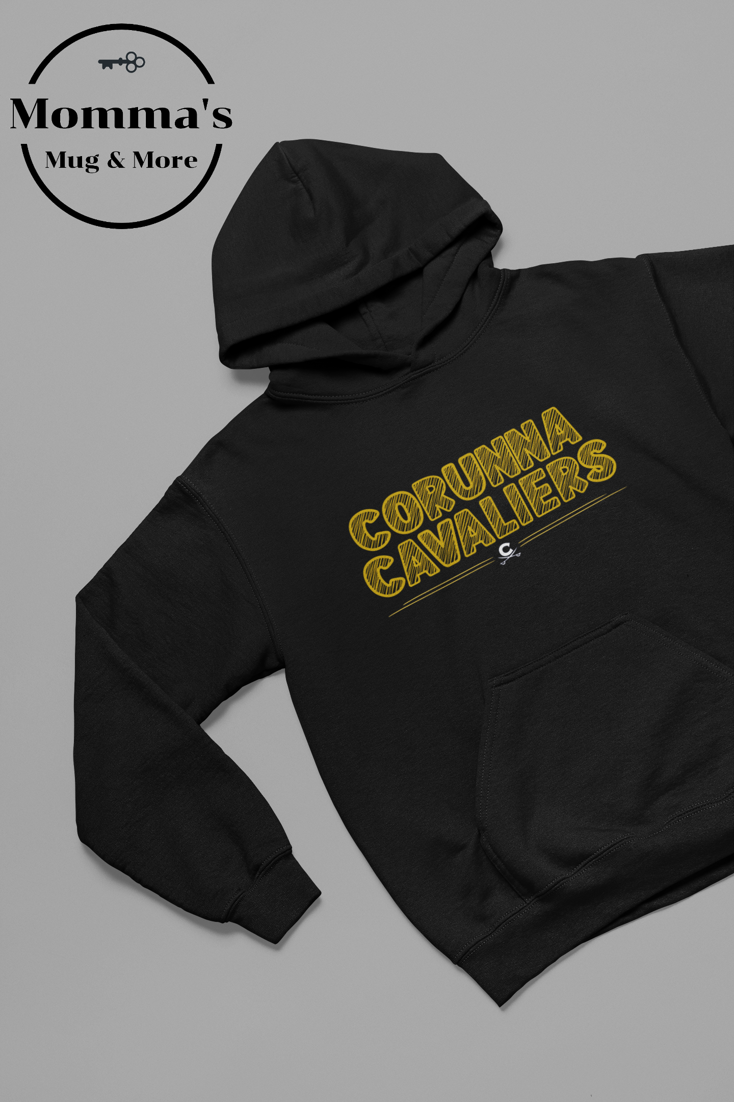CORUNNA CAVALIERS SCRATCH GOLD BLACK HOODIE.png