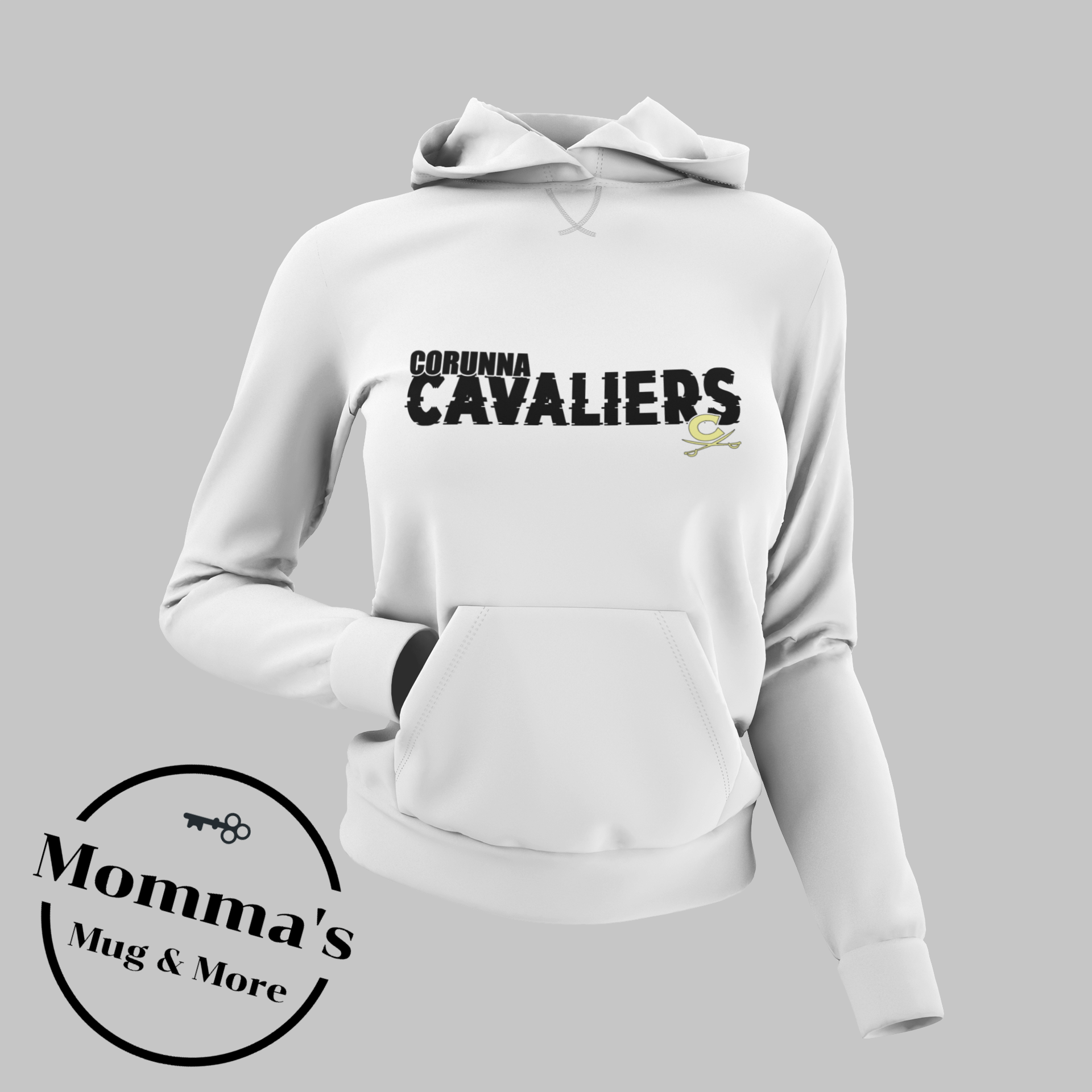 CORUNNA CAVALIERS GLITCH BLACK:GOLD WHITE HOODIE.png