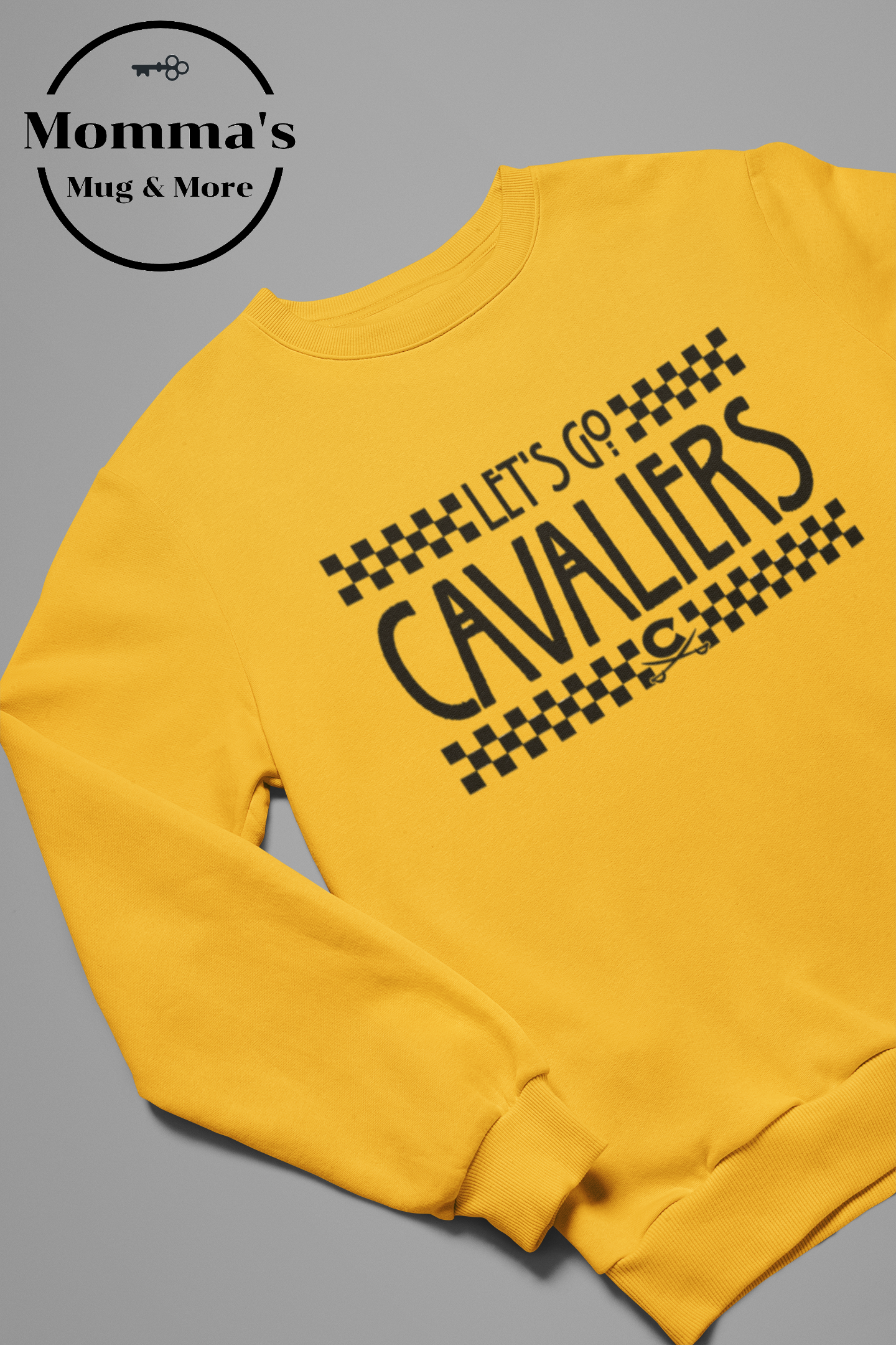 LET'S GO CORUNNA CAVALIERS CHECKERED GOLD SWEATSHIRT.png (Copy) (Copy)