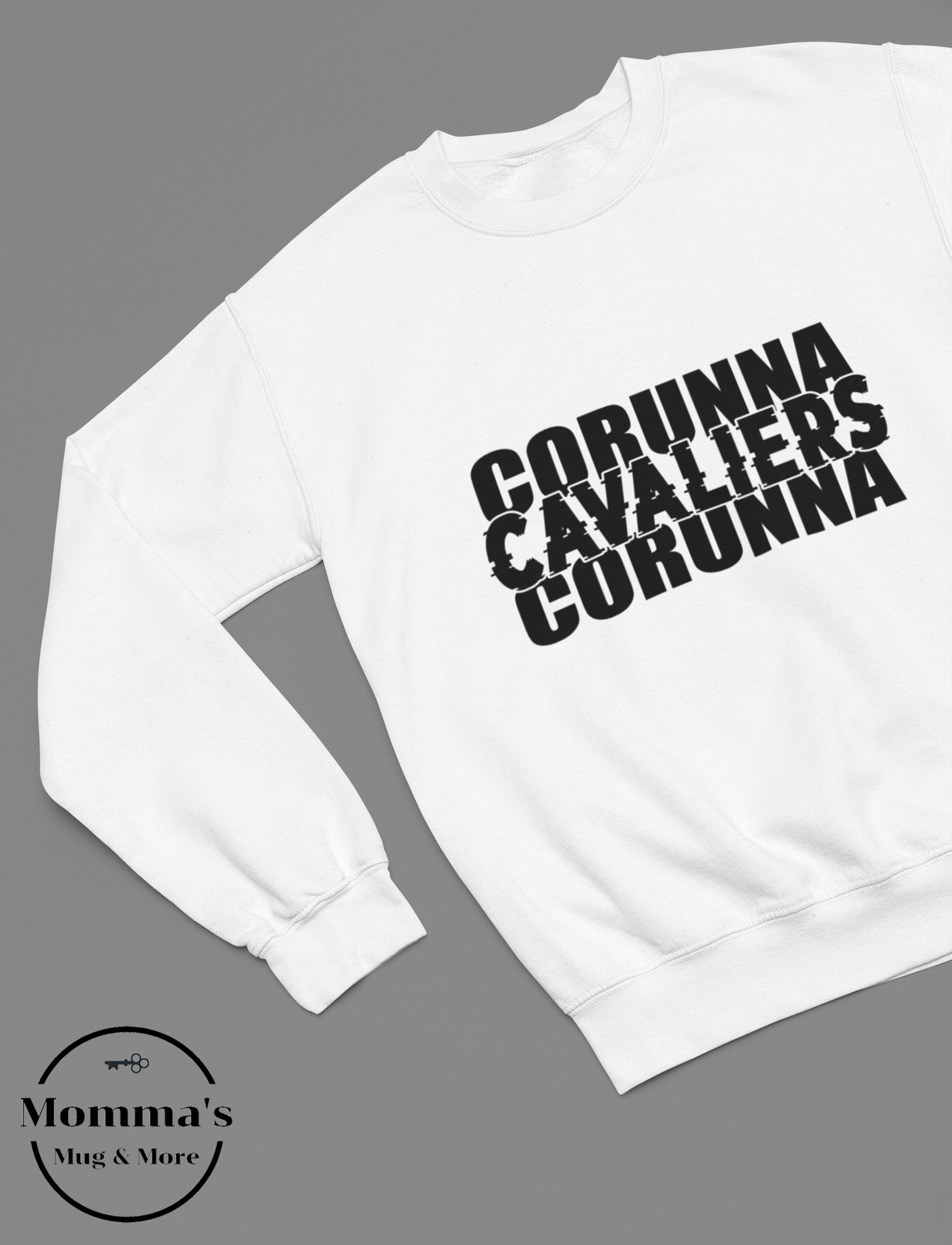 CORUNNA CAVALIERS GLITCH WHITE CREW SWEATSHIRT.png