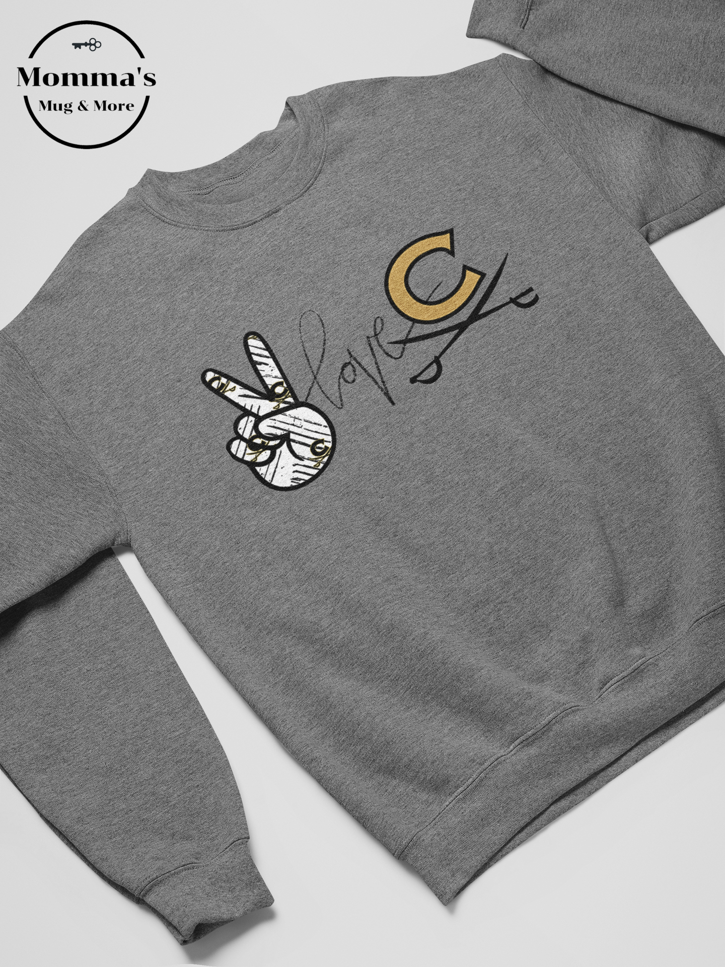 PEACE LOVE CAVALIERS GRAPHITE HEATHER CREW SWEATSHIRT.png