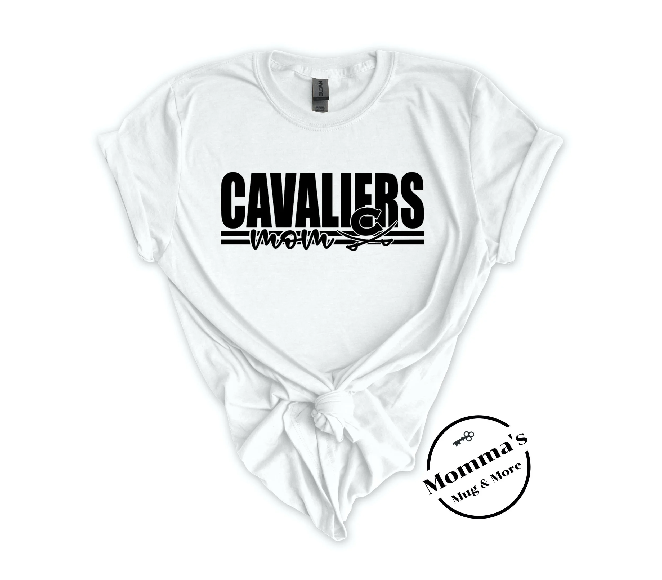 CORUNNA CAVALIERS MOM STRIPED WHITE TEE.jpeg