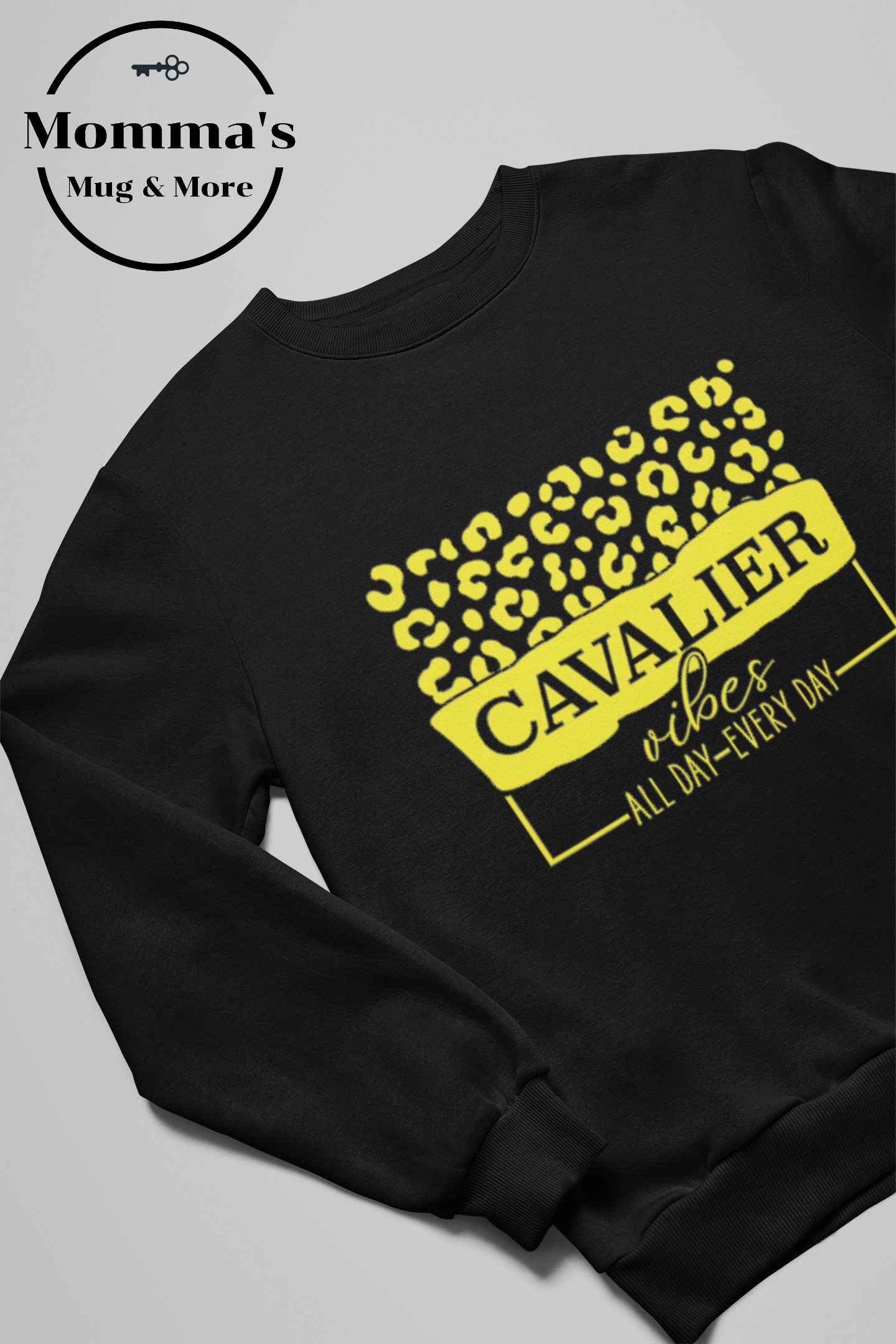 CAVALIER VIBES BLACK AND YELLOW CREW SWEATSHIRT.png
