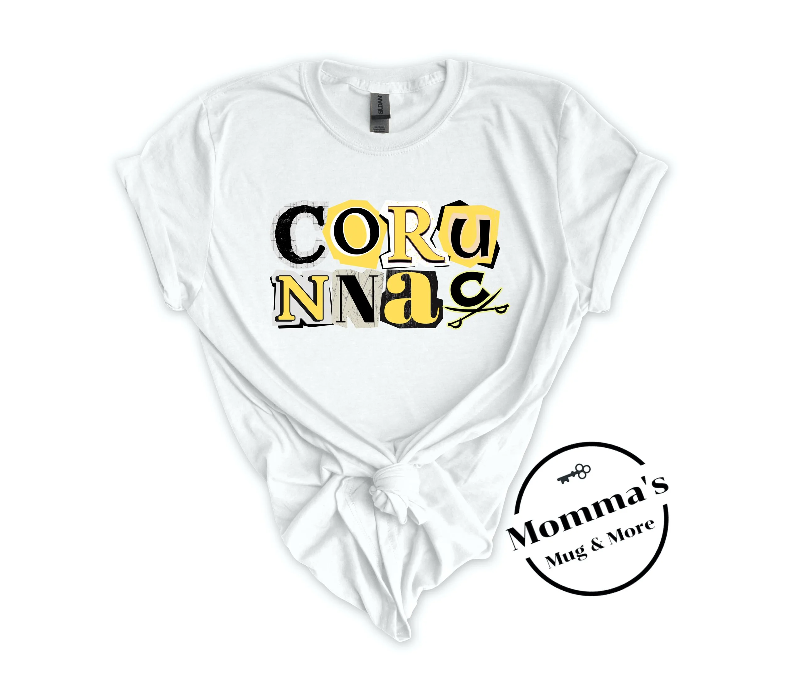 CORUNNA CAVALIERS RANDSOM SCRAPBOOK CROSS SWORD WHITE TEE.jpeg