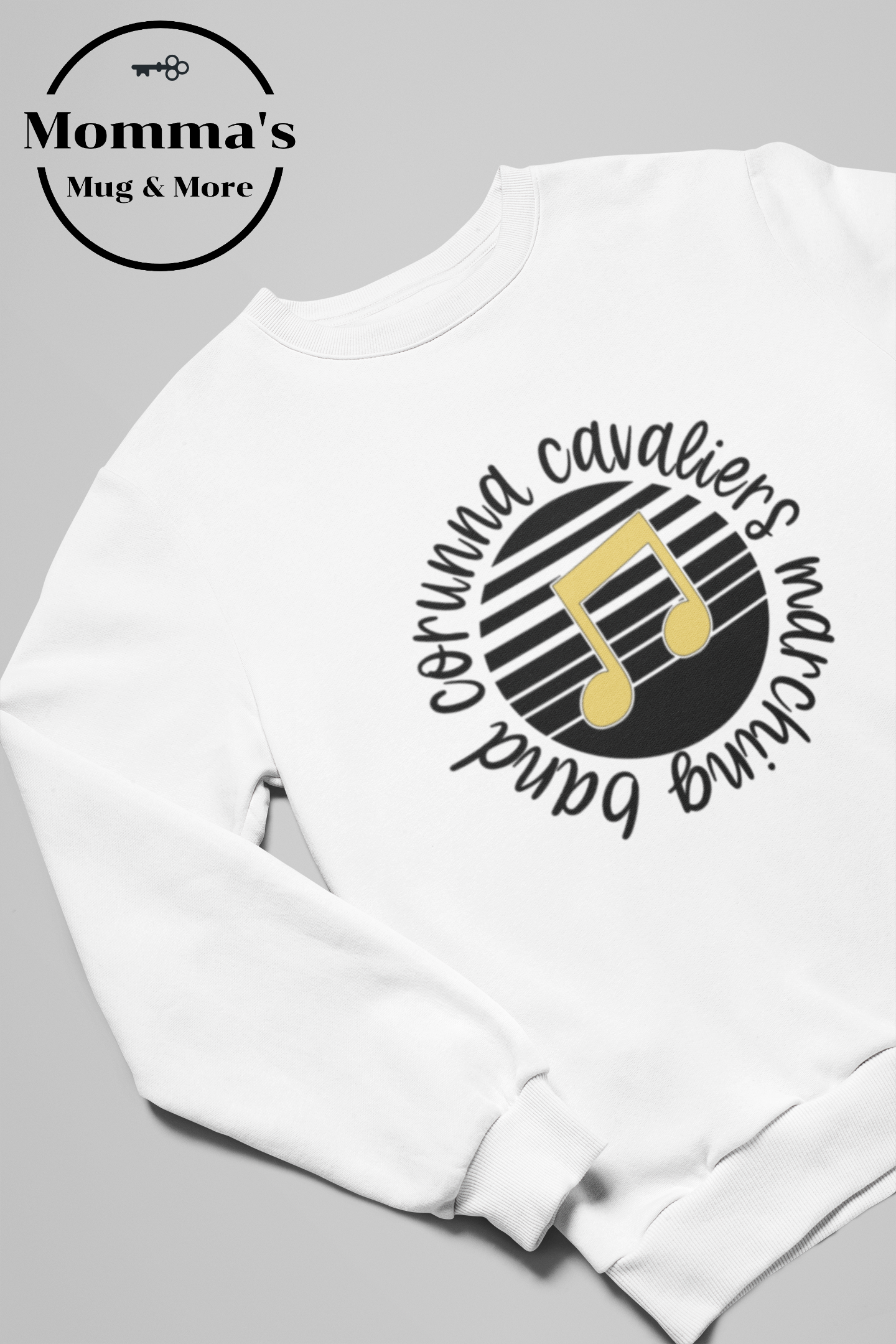 CORUNNA CAVALIERS MARCHING BAND CIRCLE WHITE CREW SWEATSHIRT.png