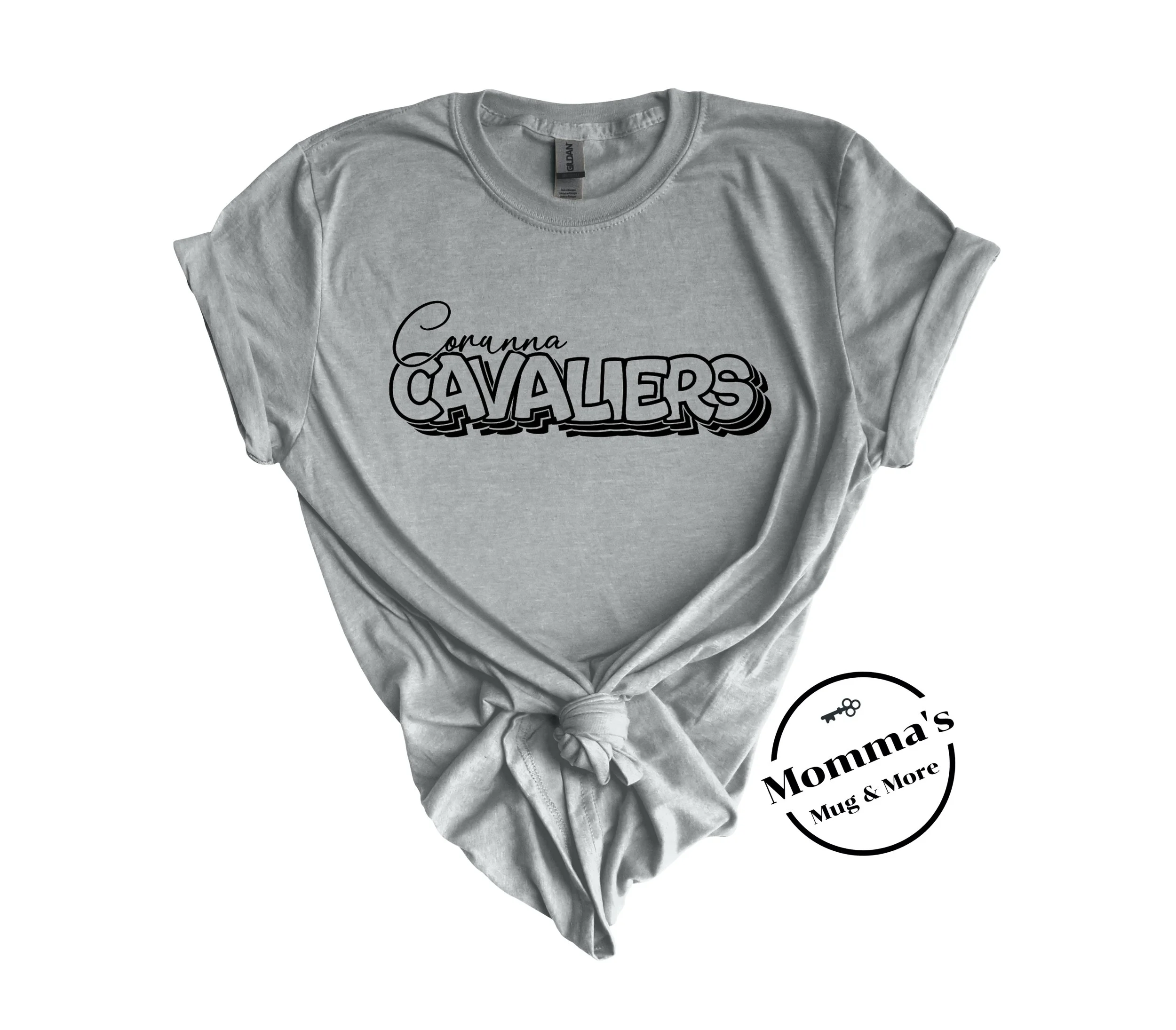 CORUNNA CAVALIERS ON REPEAT SPORTS GRAY TEE.jpeg
