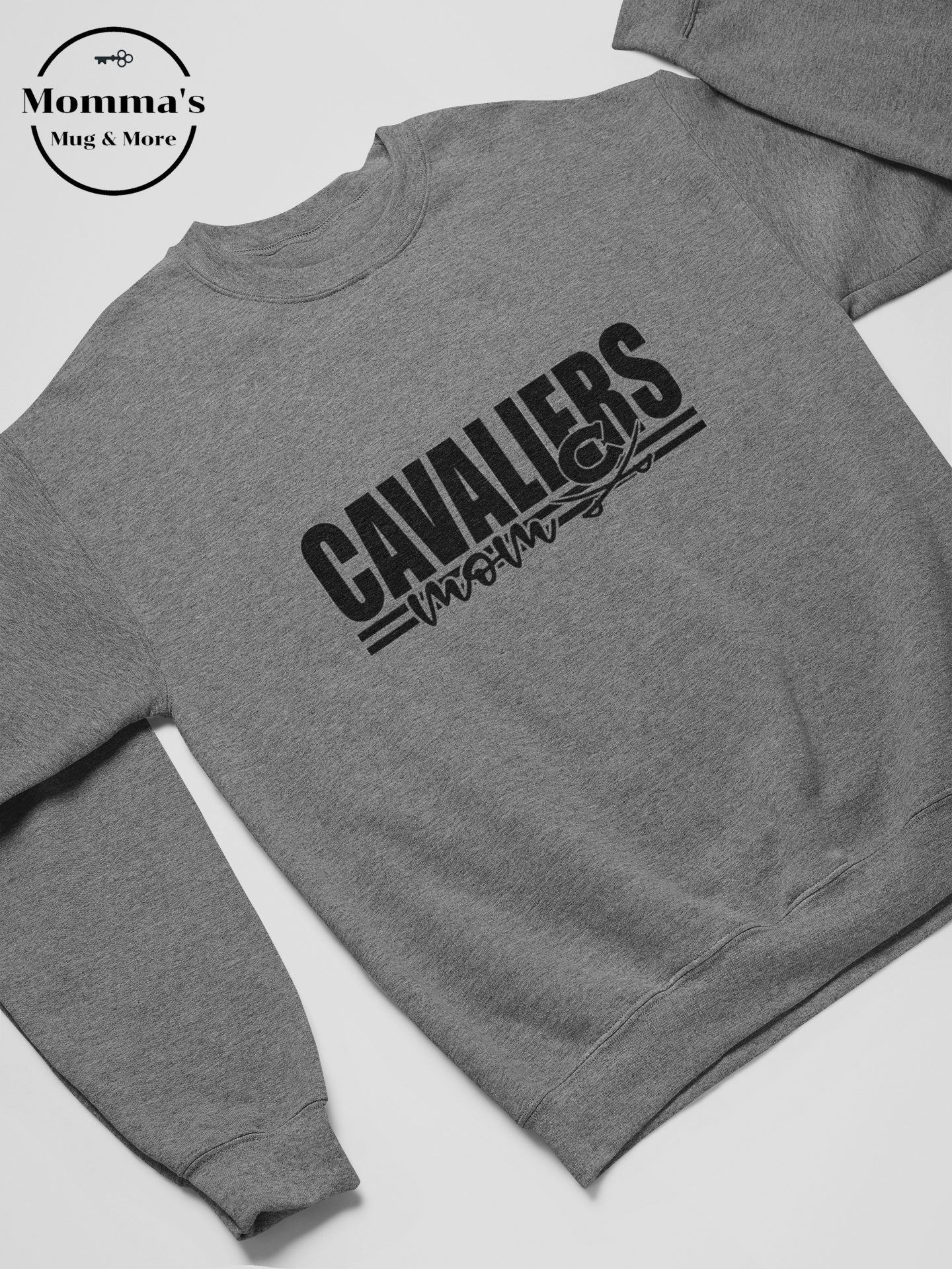 CORUNNA CAVALIERS MOM STRIPED GRAPHITE HEATHER SWEATSHIRT.png