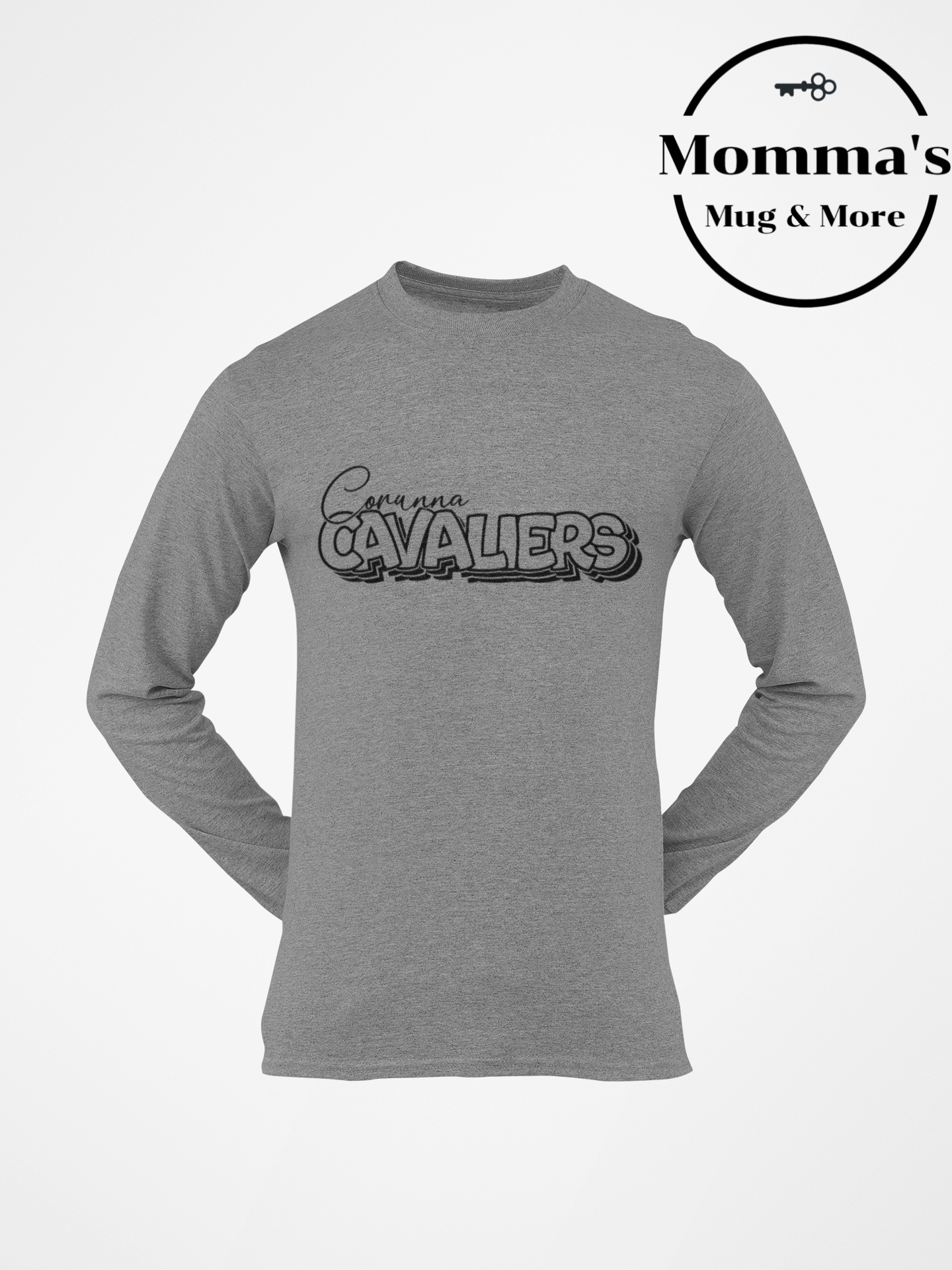 CORUNNA CAVALIERS ON REPEAT GRAPHITE HEATHER SLEEVED TEE.png