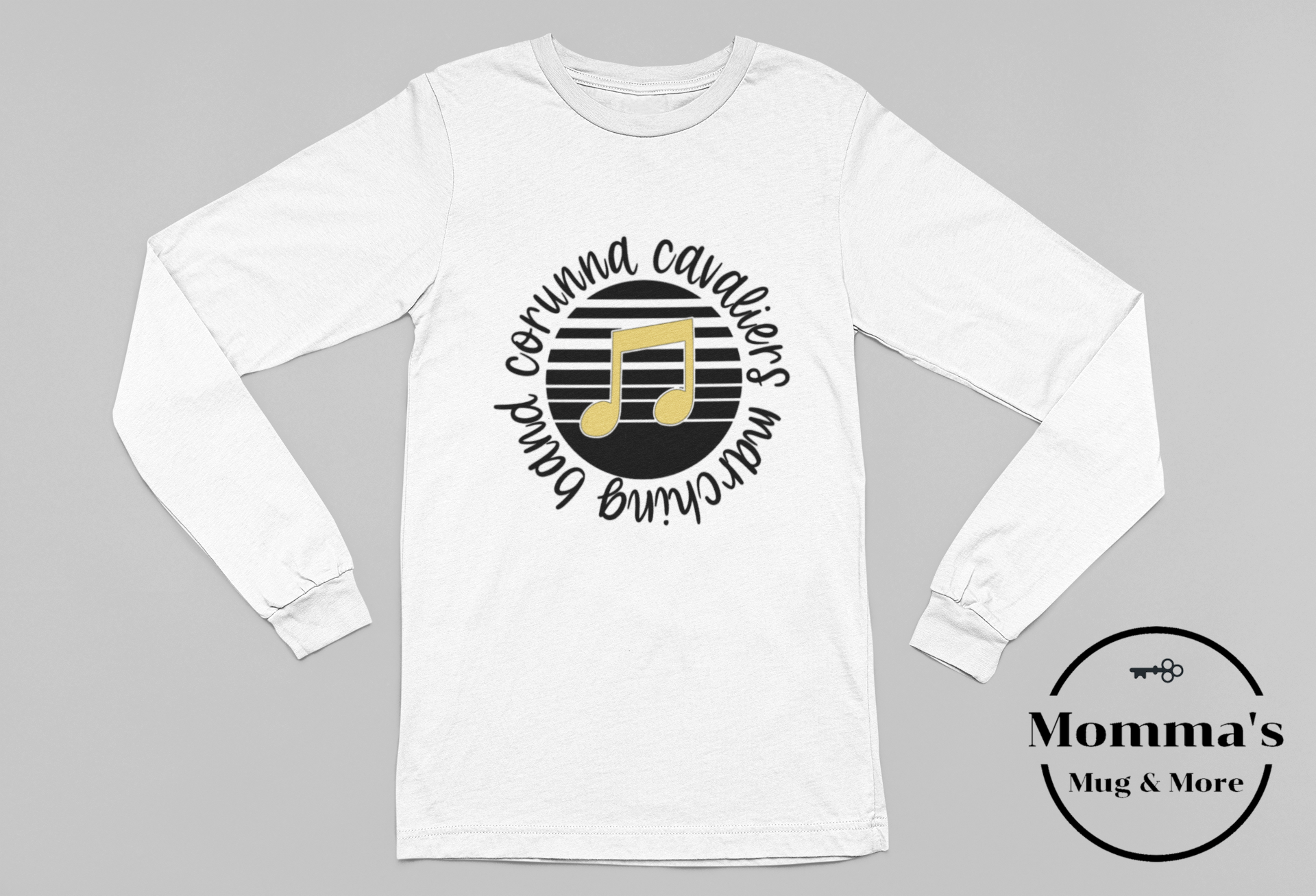 CORUNNA CAVALIERS MARCHING BAND CIRCLE WHITE SLEEVED TEE.png