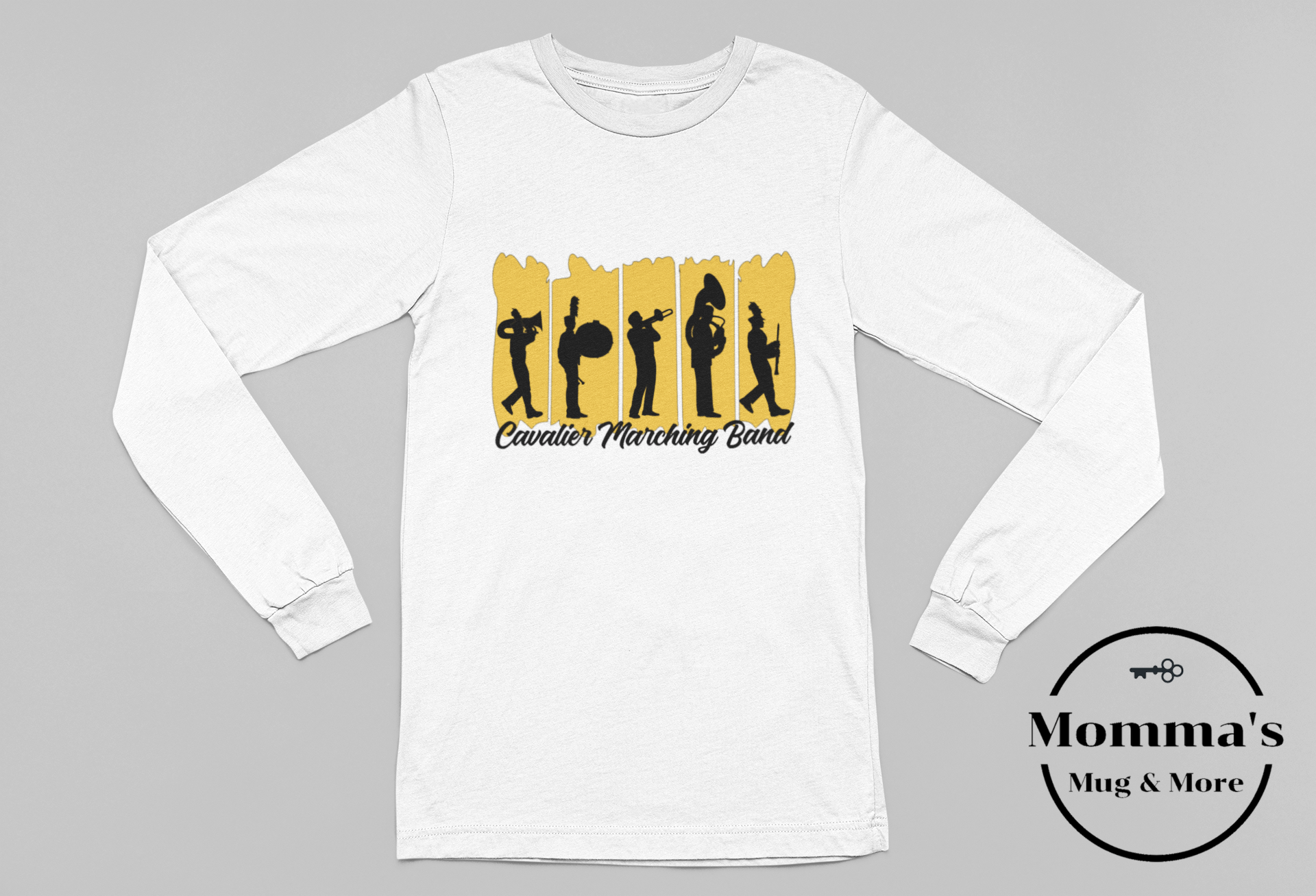 CAVALIER MARCHING BAND PAINTSTOKES WHITE SLEEVED TEE.png