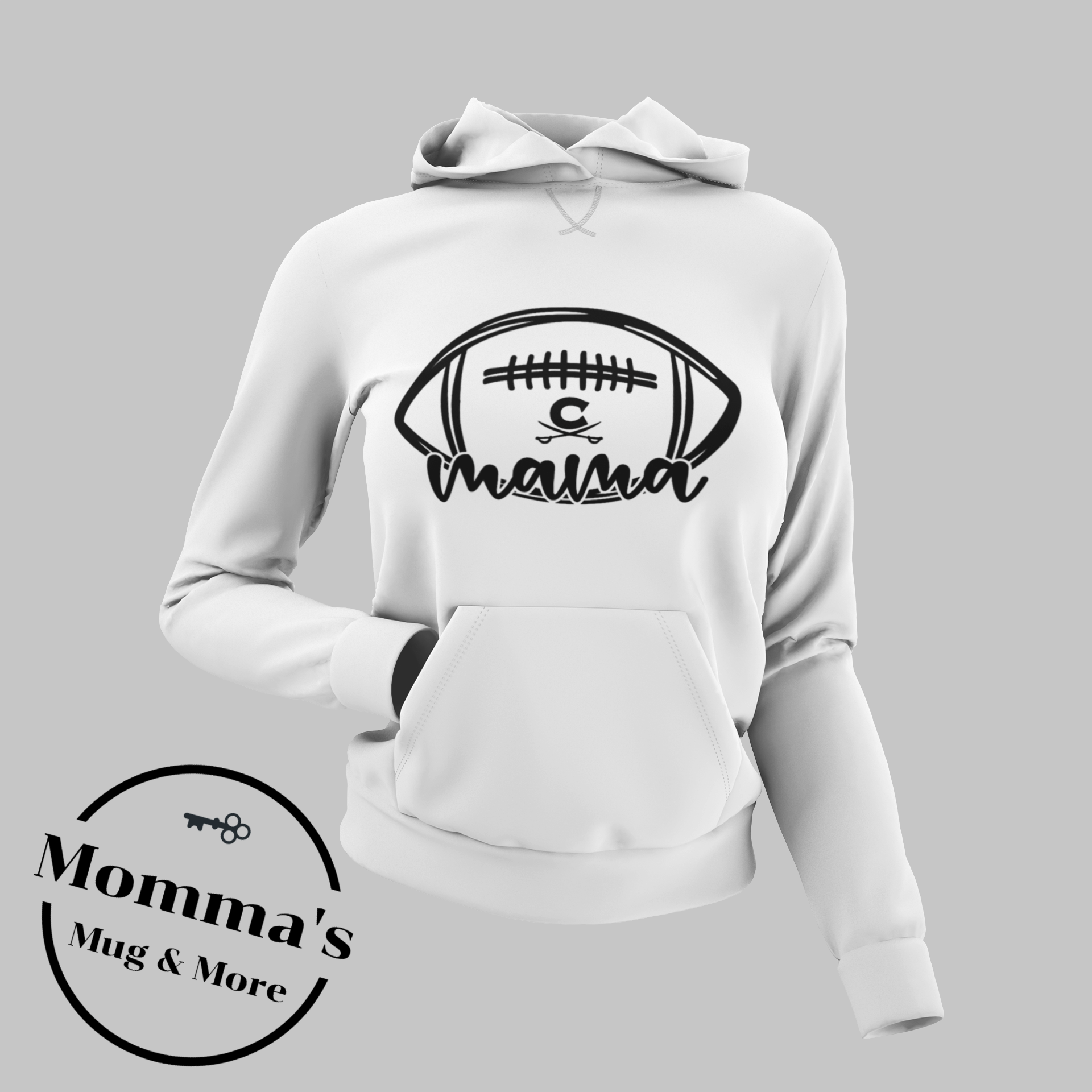 CORUNNA CAVALIERS FOOTBALL MAMA WHITE HOODIE.png