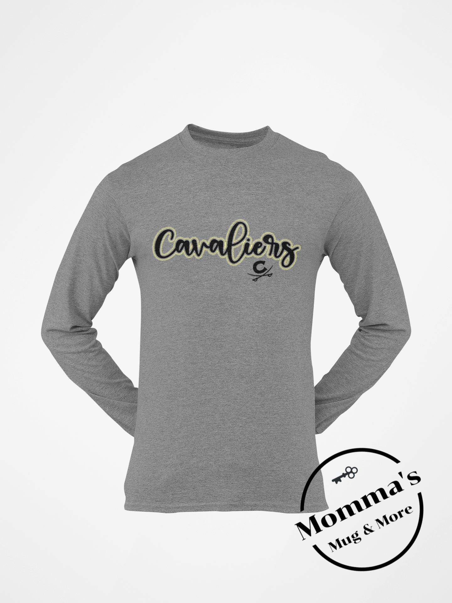 CORUNNA CAVALIERS SCRIPT LAYERED SLEEVED TEE GRAPHITE HEATHER.png