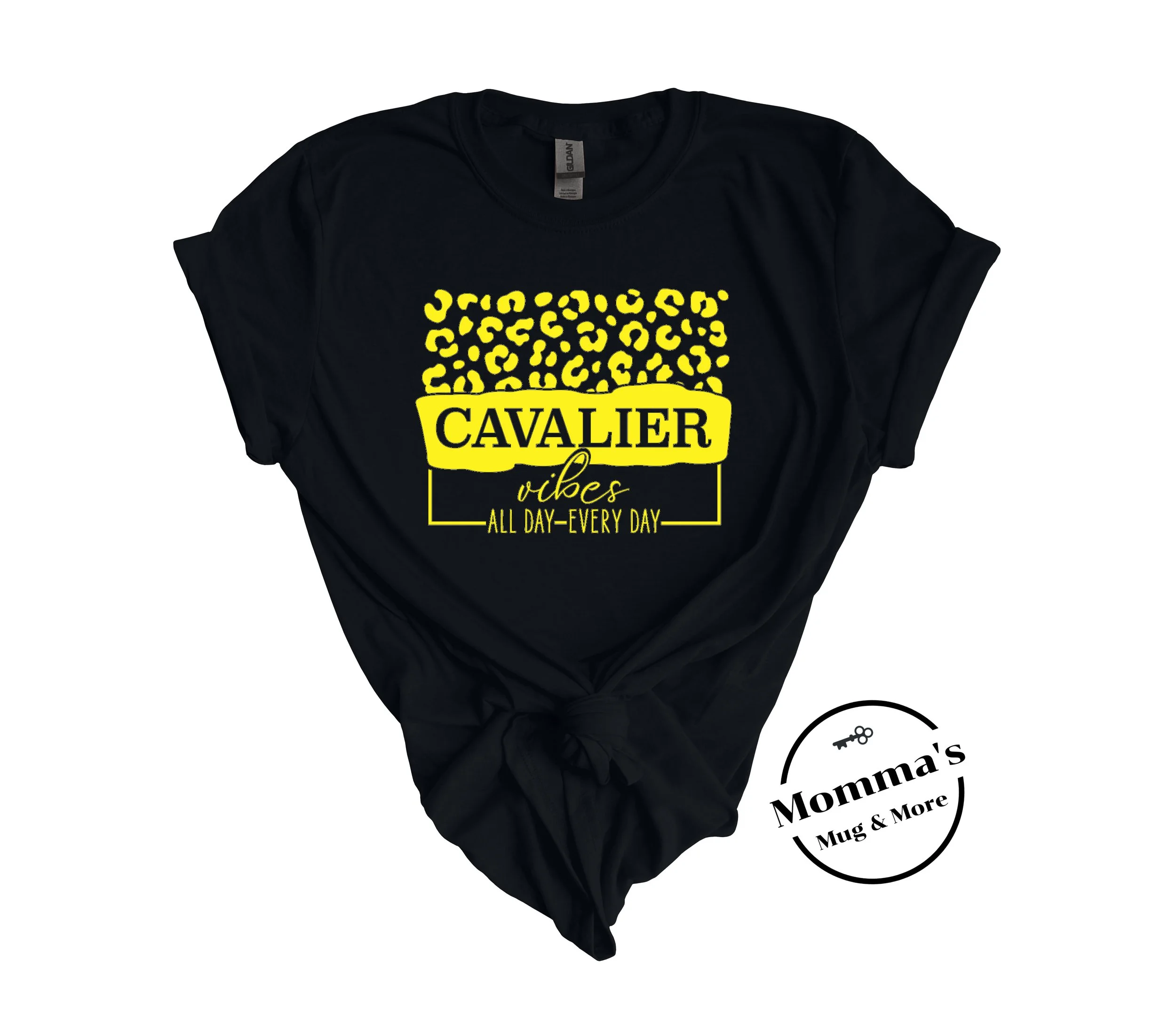 CAVALIER VIBES YELLOW ON BLACK TEE.jpeg