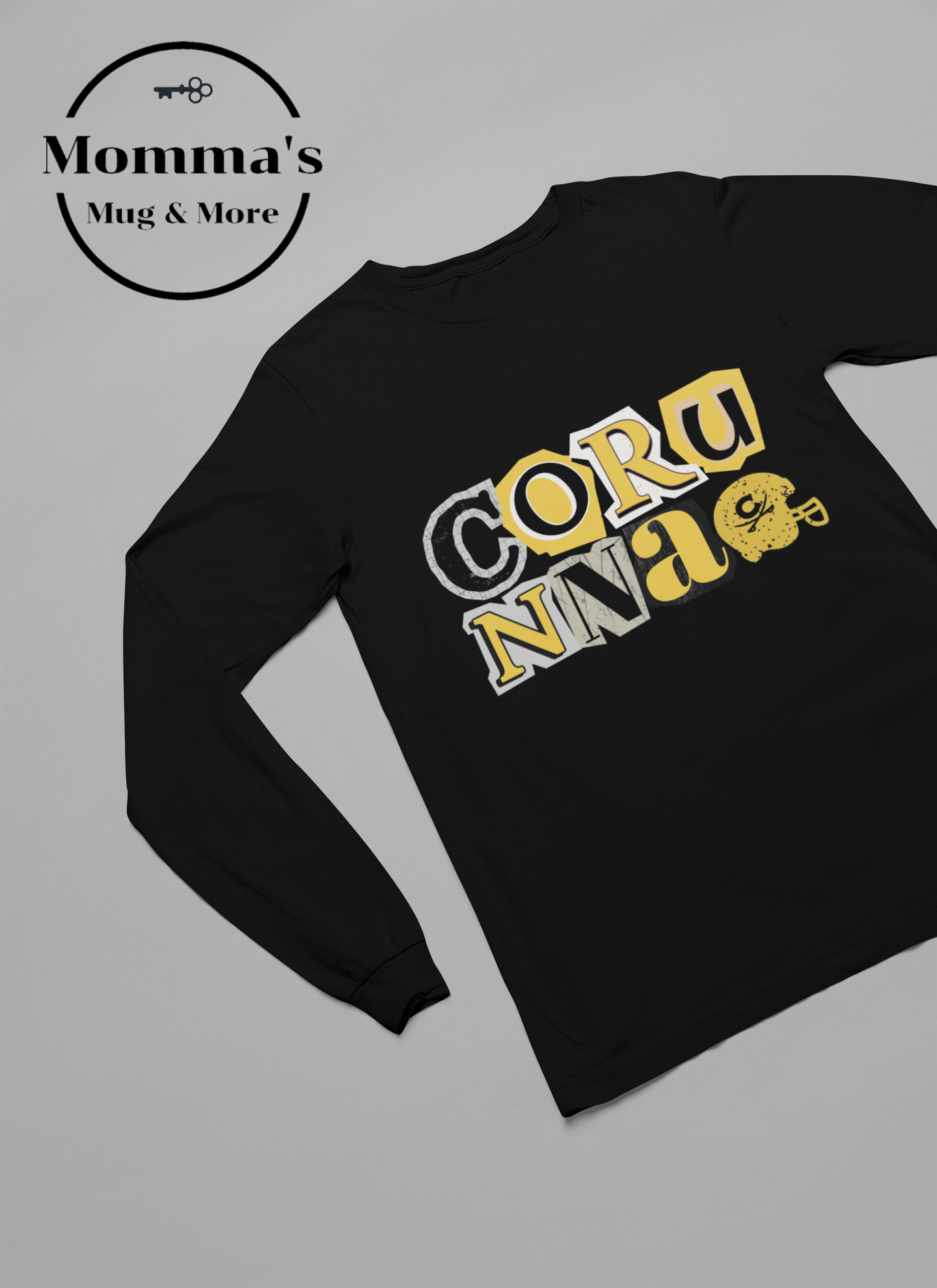 CORUNNA CAVALIERS RANDSOM FOOTBALL BLACK SLEEVED TEE.png