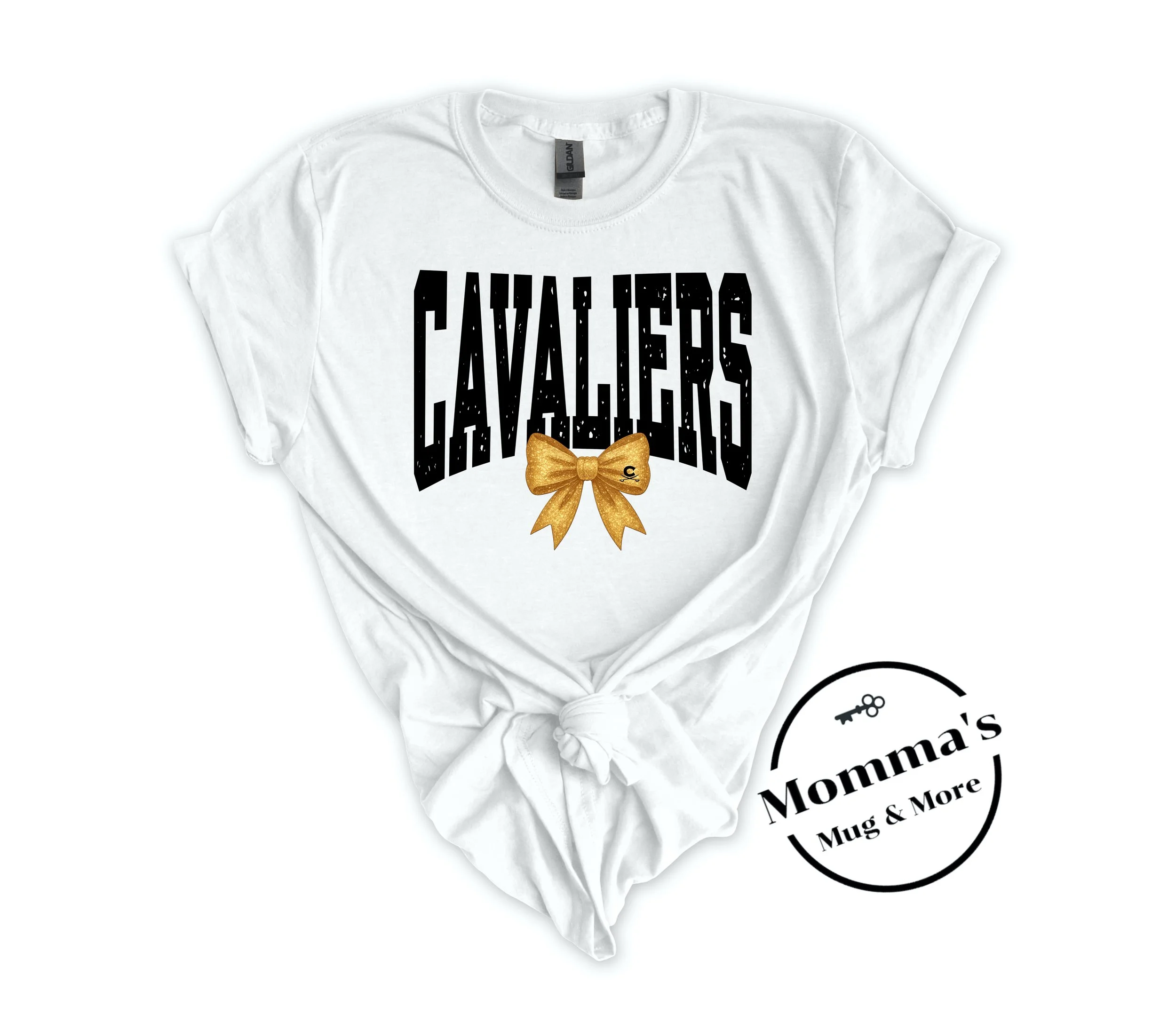 CORUNNA CAVALIERS BOW WHITE TEE.jpeg