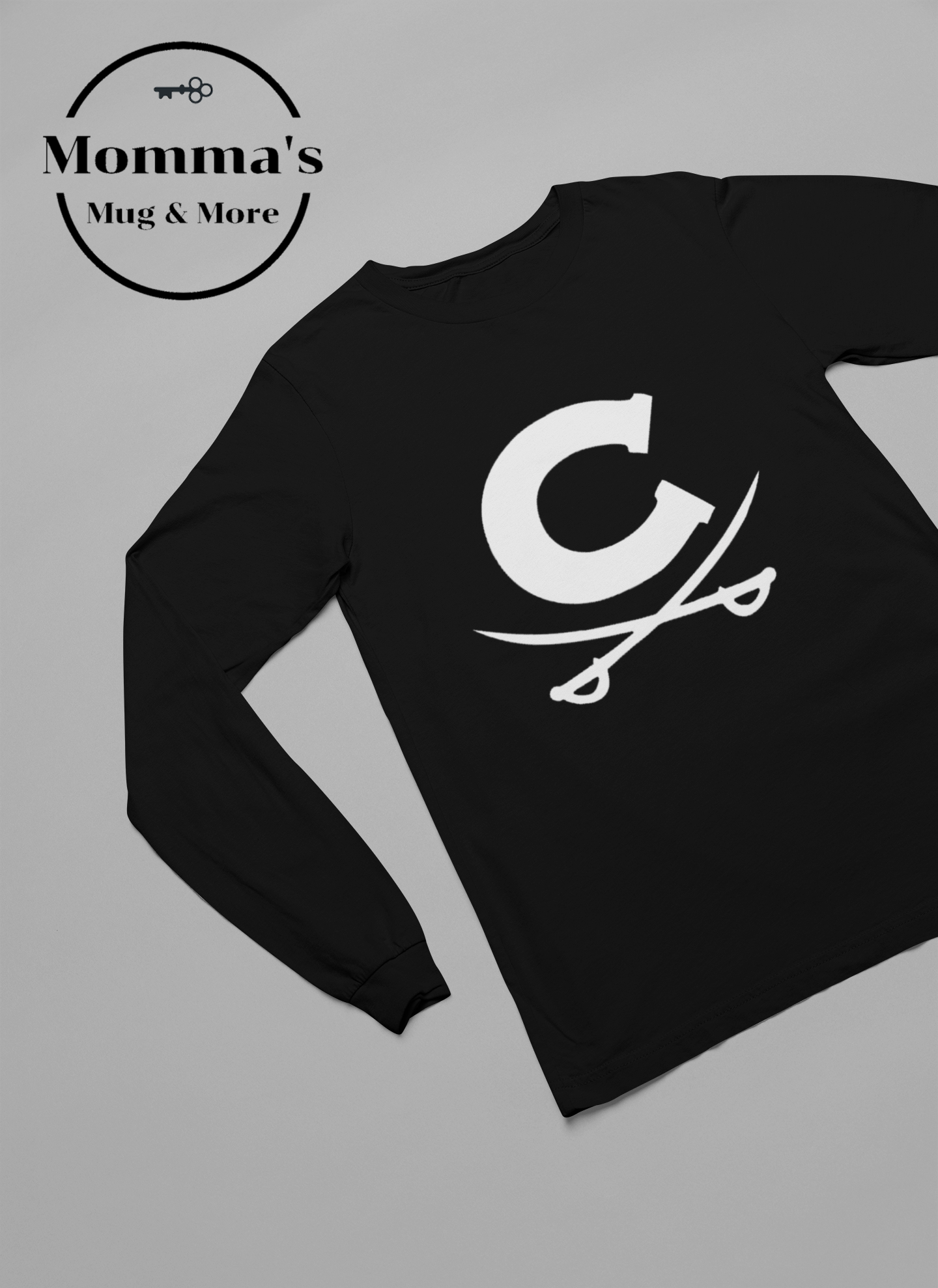 CORUNNA CAVALIERS CROSS SWORDS BLACK SLEEVED TEE.png (Copy)