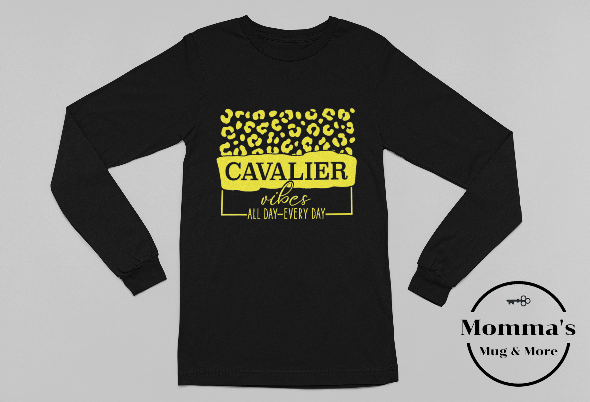 CAVALIER VIBES BLACK AND YELLOW SLEEVED TEE.png