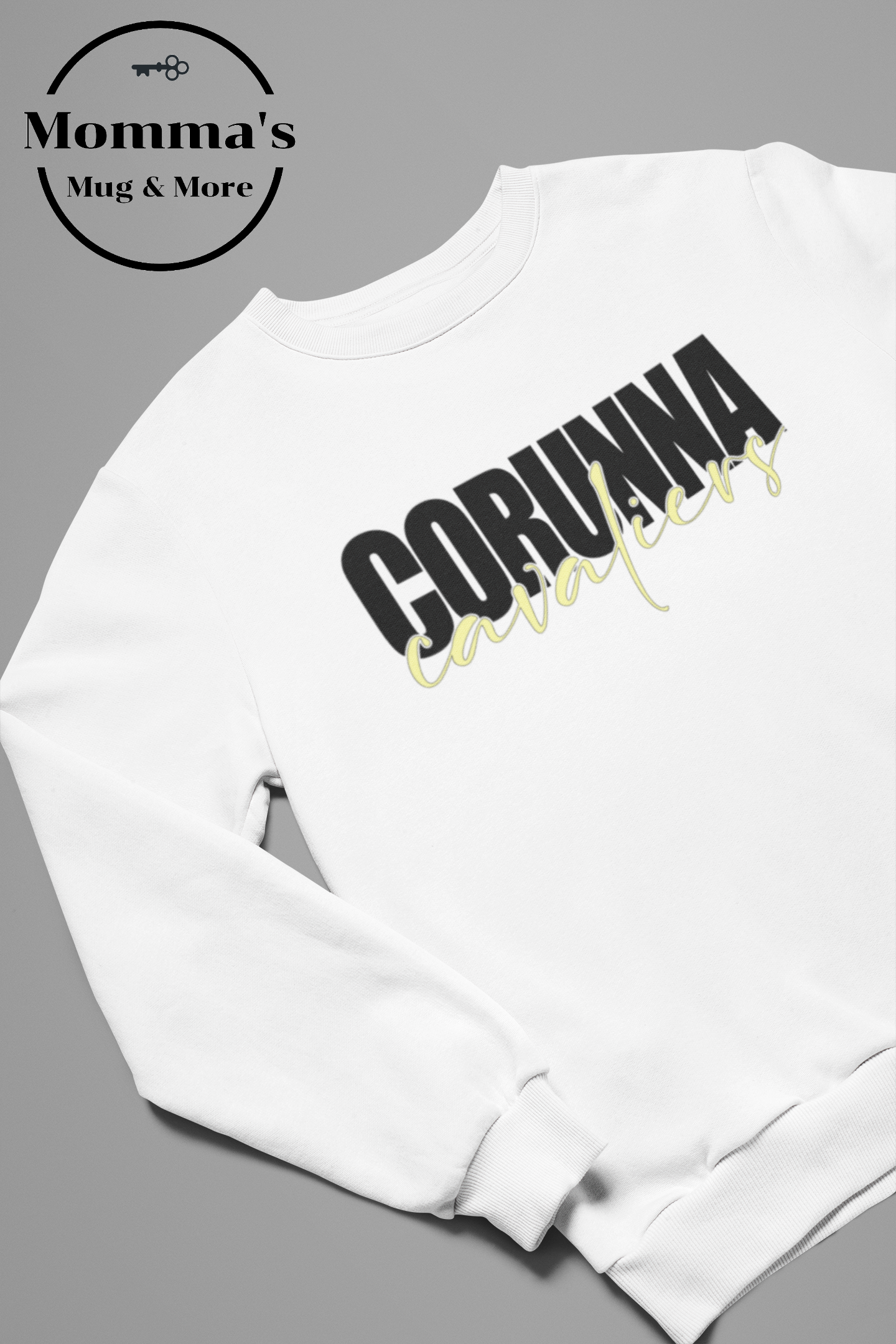 CORUNNA CAVALIERS SCRIPT WHITE SWEATSHIRT.png