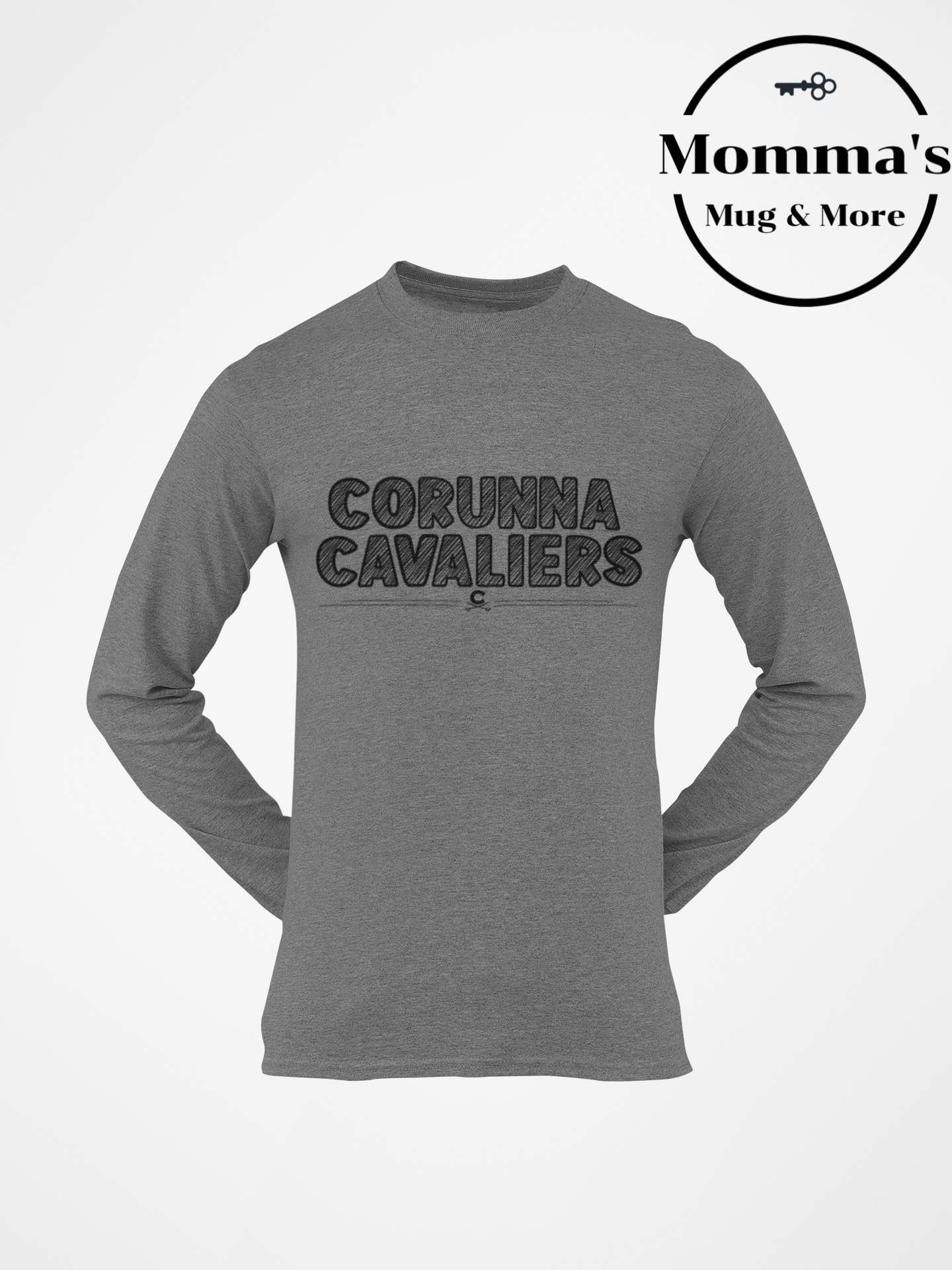 CORUNNA CAVALIERS SCRATCHED GRAPHITE HEATHER SLEEVED TEE.png (Copy)