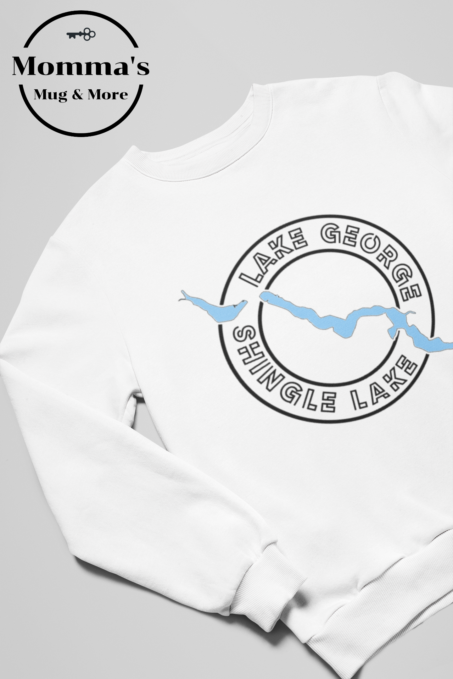 LAKE GEORGE SHINGLE LAKE WHITE CREW SWEATSHIRT.png