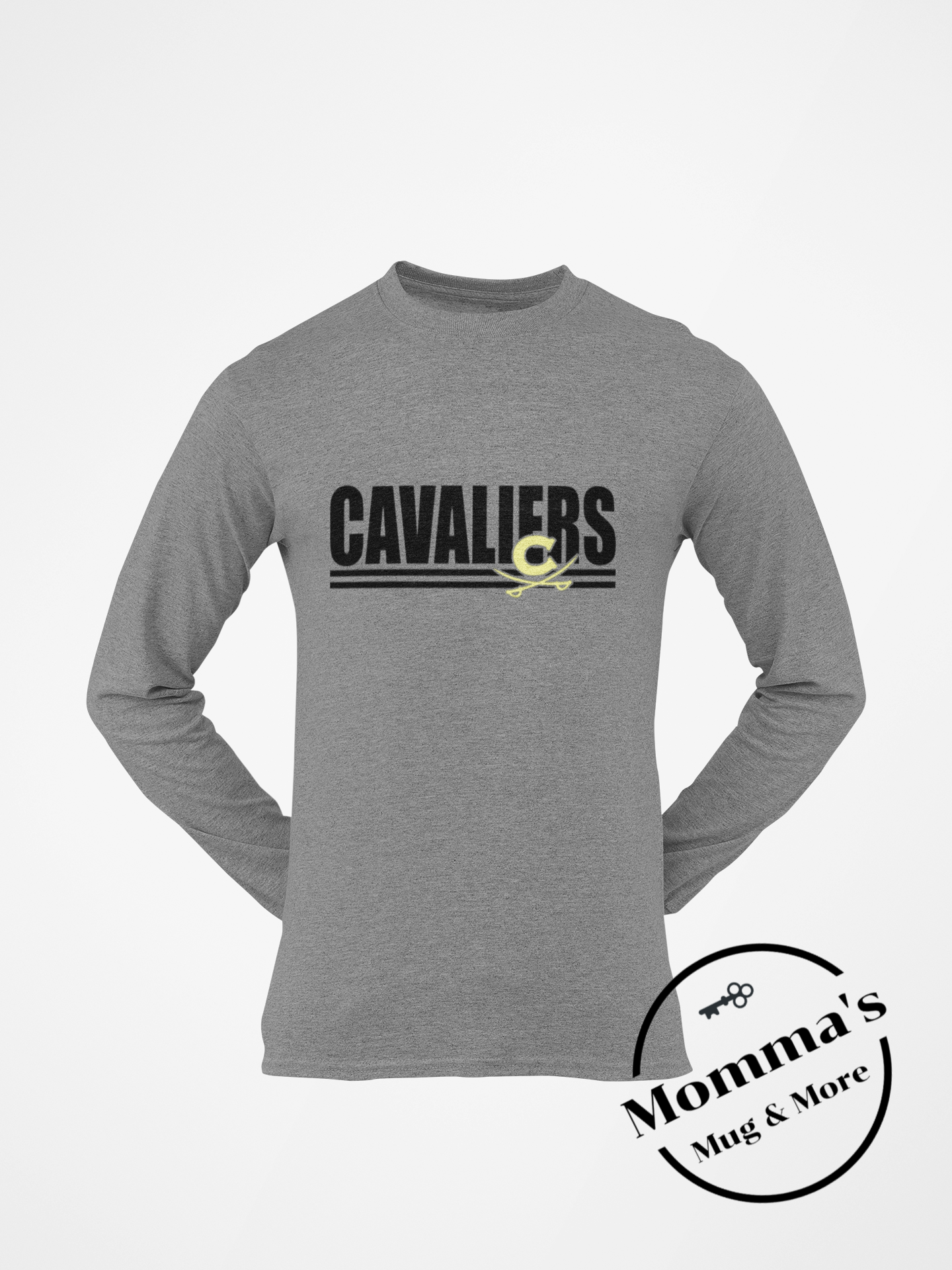 CORUNNA CAVALIERS STACKED MULTI GRAPHITE HEATHER SLEEVED TEE.png