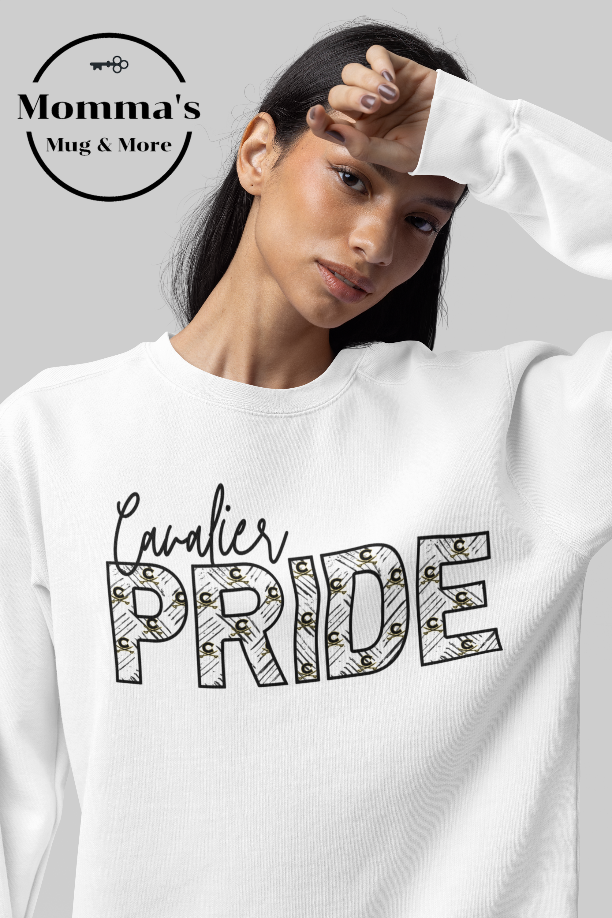 CAVALIER PRIDE WHITE CREW SWEATSHIRT.png