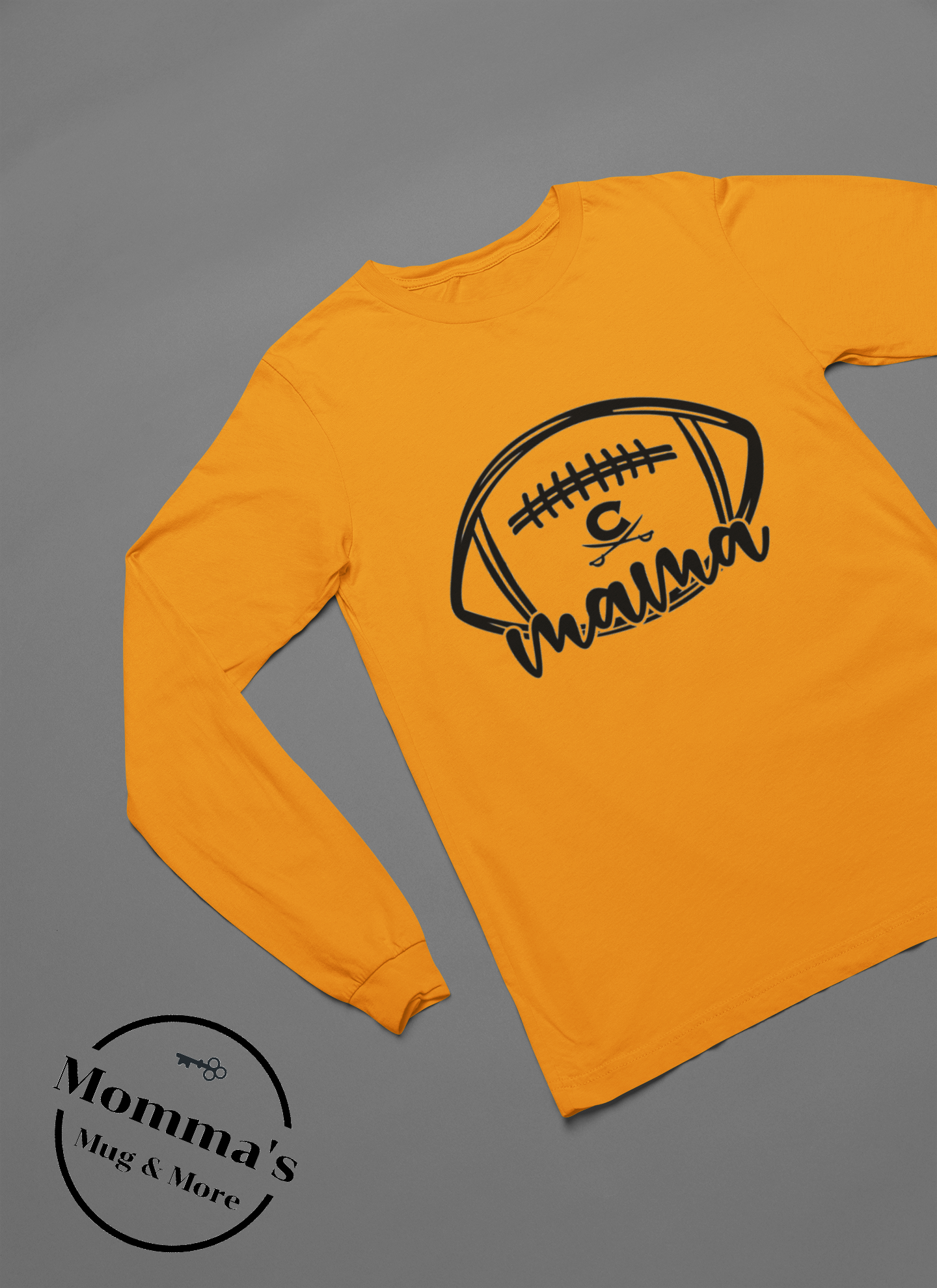 CORUNNA CAVALIER FOOTBALL MAMA SLEEVED TEE GOLD.png
