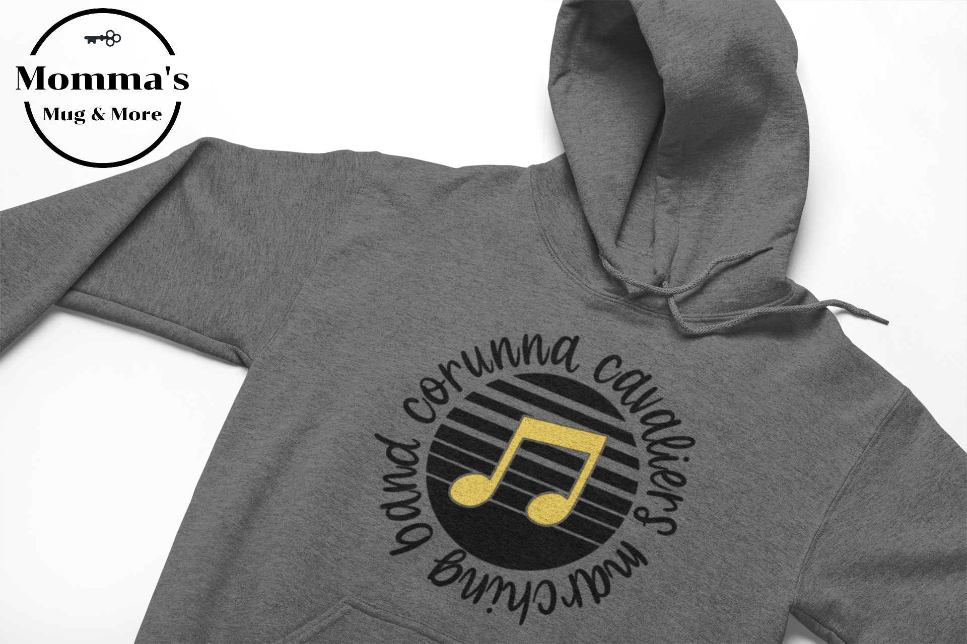 CORUNNA CAVALIERS MARCHING BAND CIRCLE GRAPHITE HEATHER HOODIE.png