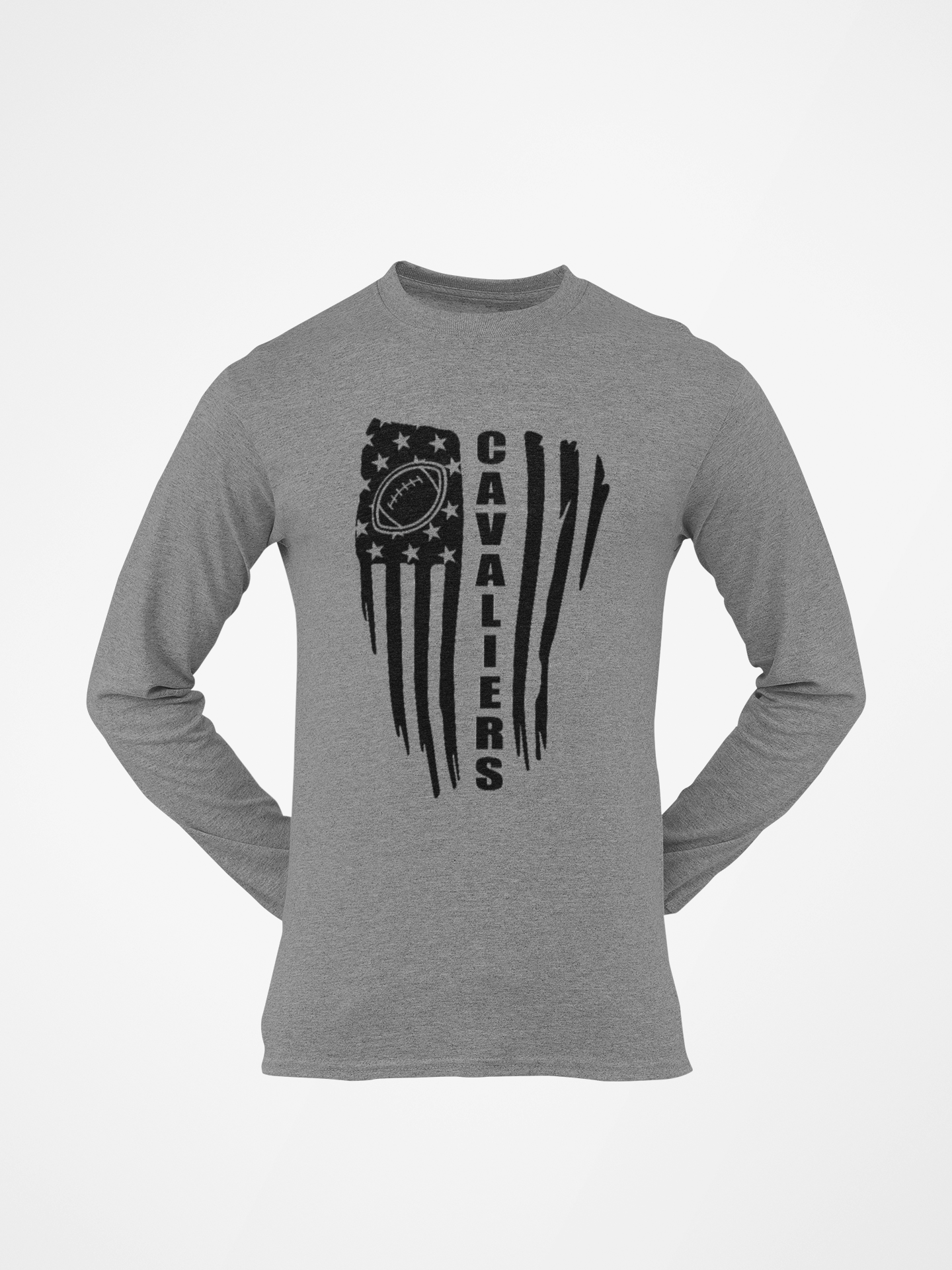 CORUNNA CAVALIER FOOTBALL FLAG SLEEVED TEE GRAPHITE HEATHER.png