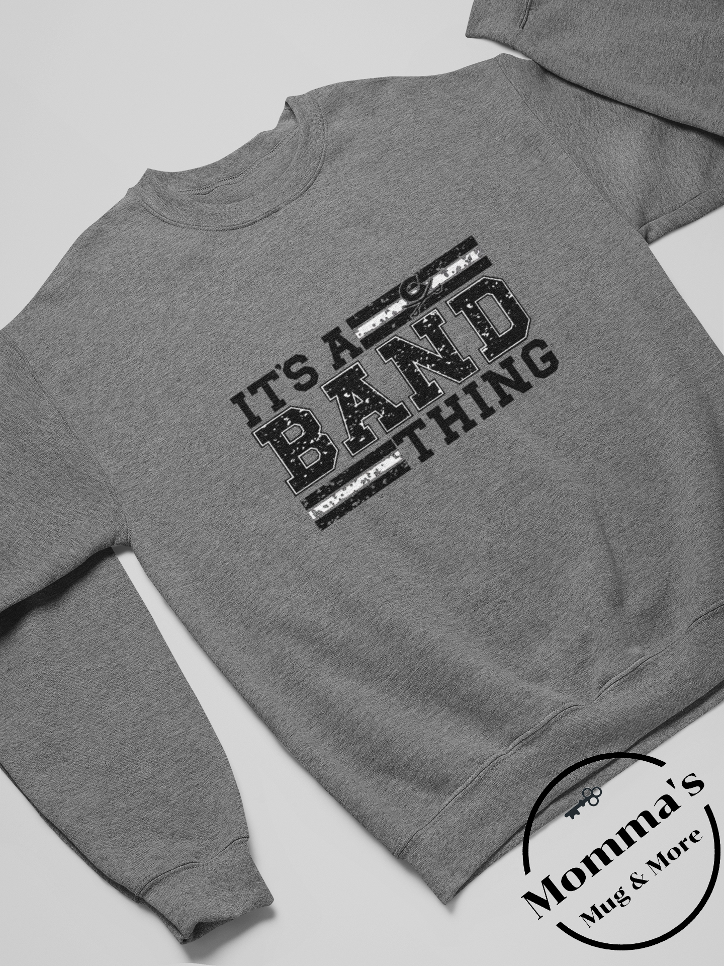 CORUNNA CAVALIERS MARCHING BAND IT'S A BAND THING GRAPHITE HEATHER CREW SWEATSHIRT.png