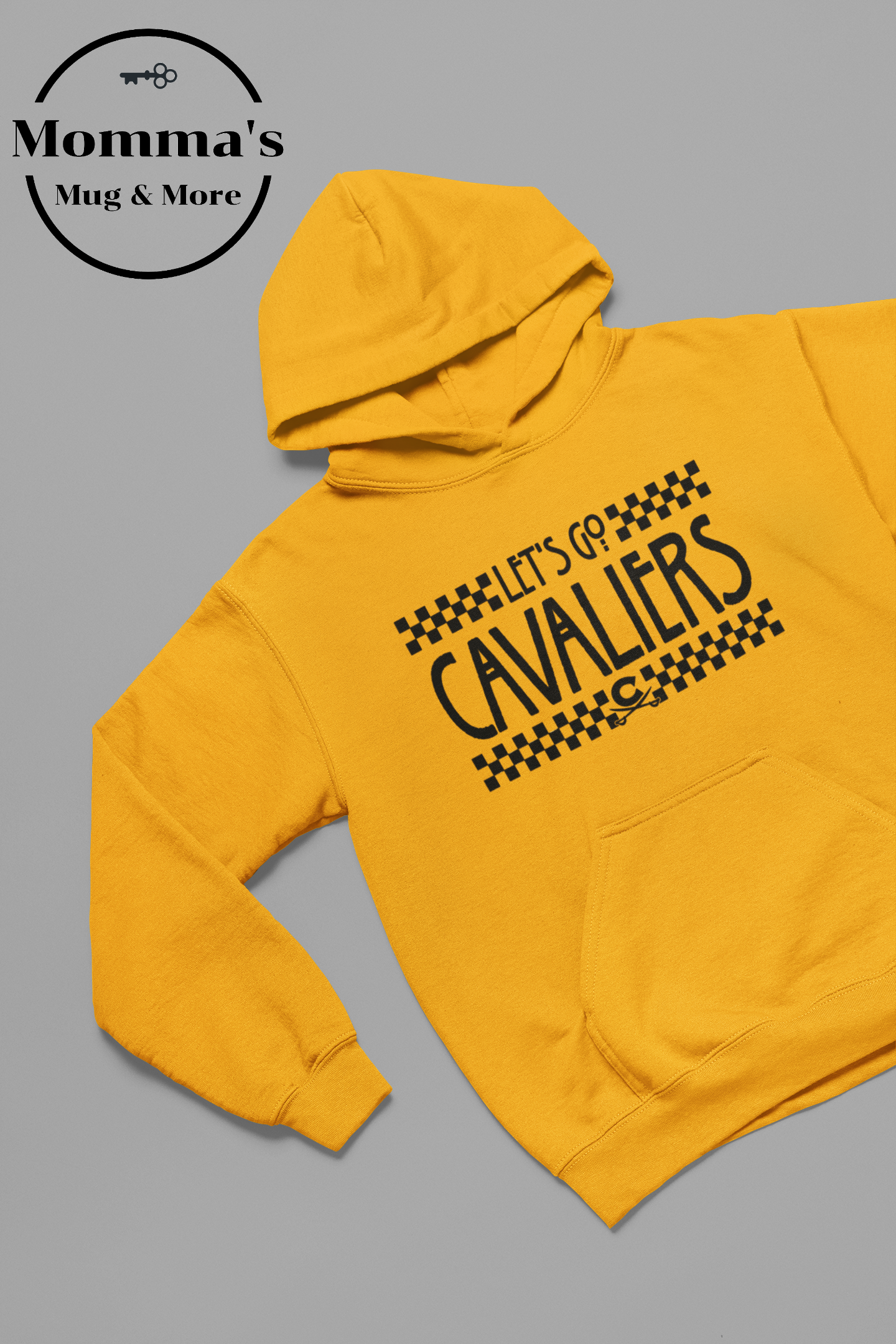 LET'S GO CORUNNA CAVALIERS CHECKERED GOLD HOODIE.png (Copy) (Copy)