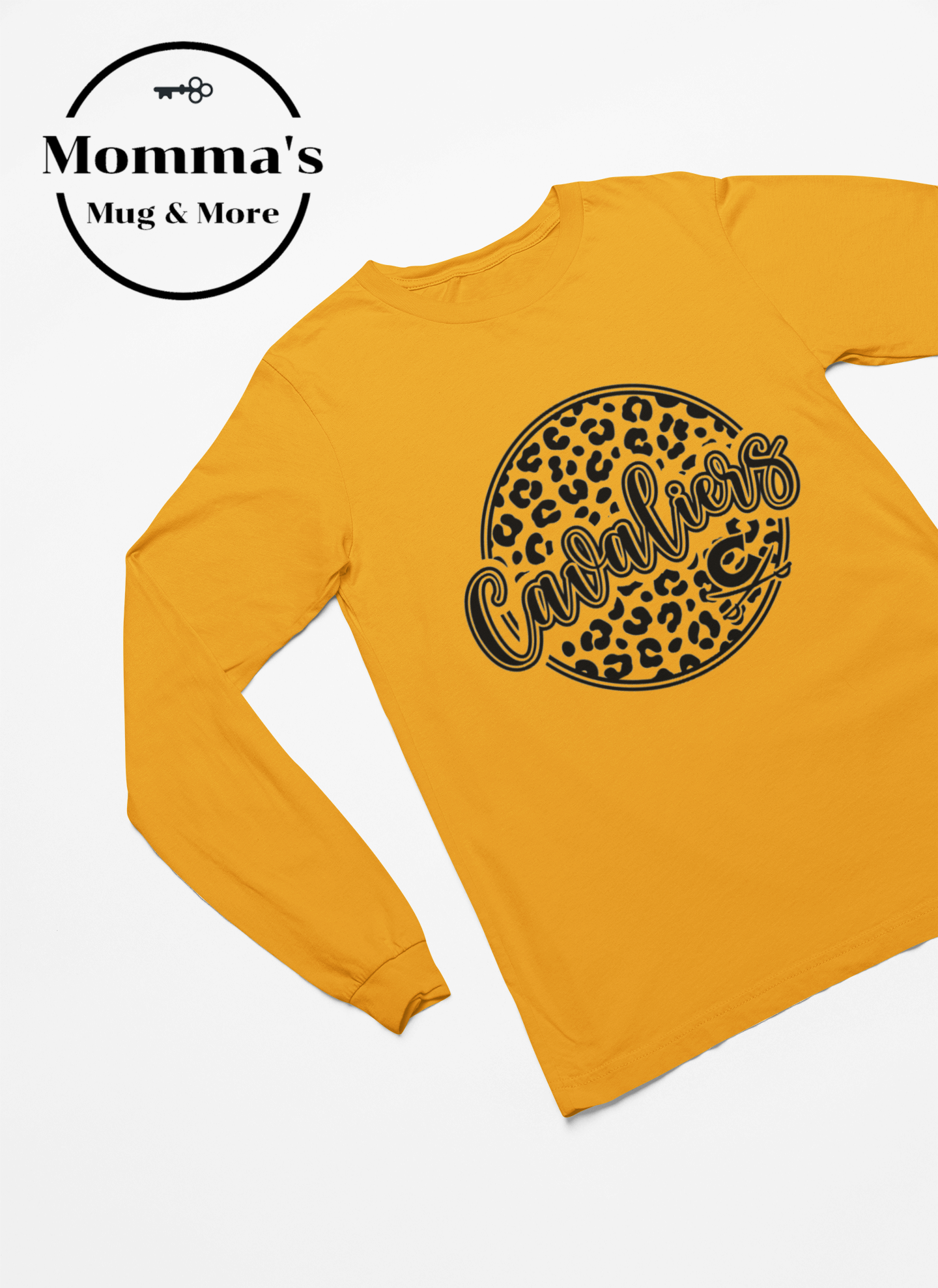 CAVALIERS LEOPARD CIRCLE GOLD SLEEVED TEE.png