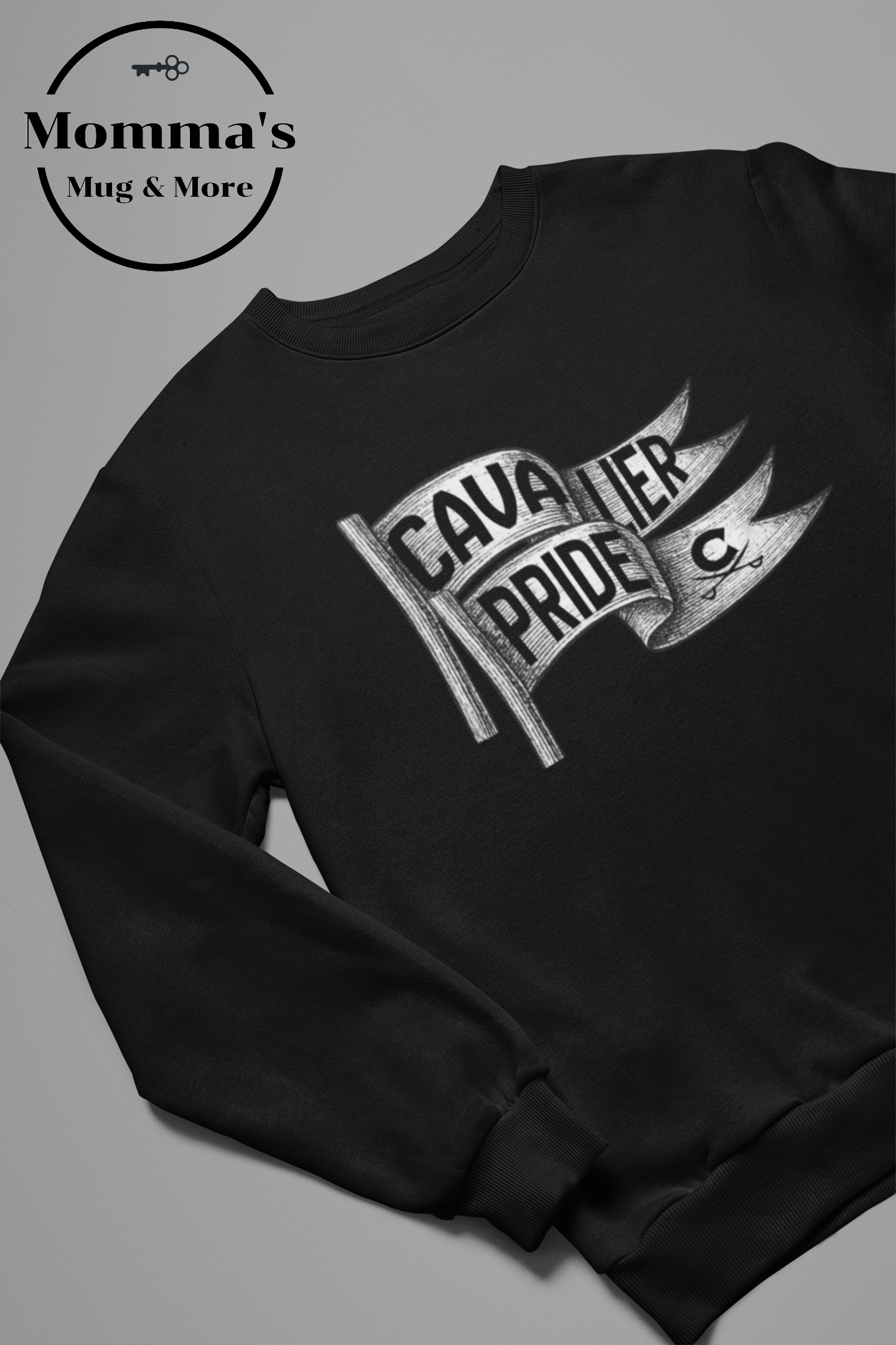 WAVING CAVALIER PRIDE BLACK CREW SWEATSHIRT.png