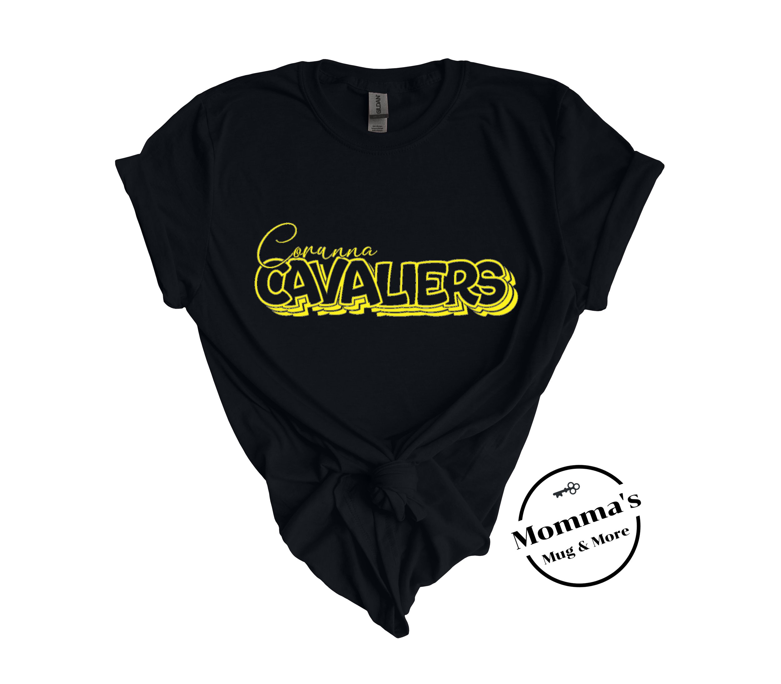 CORUNNA CAVALIERS ON REPEAT BLACK TEE.jpeg