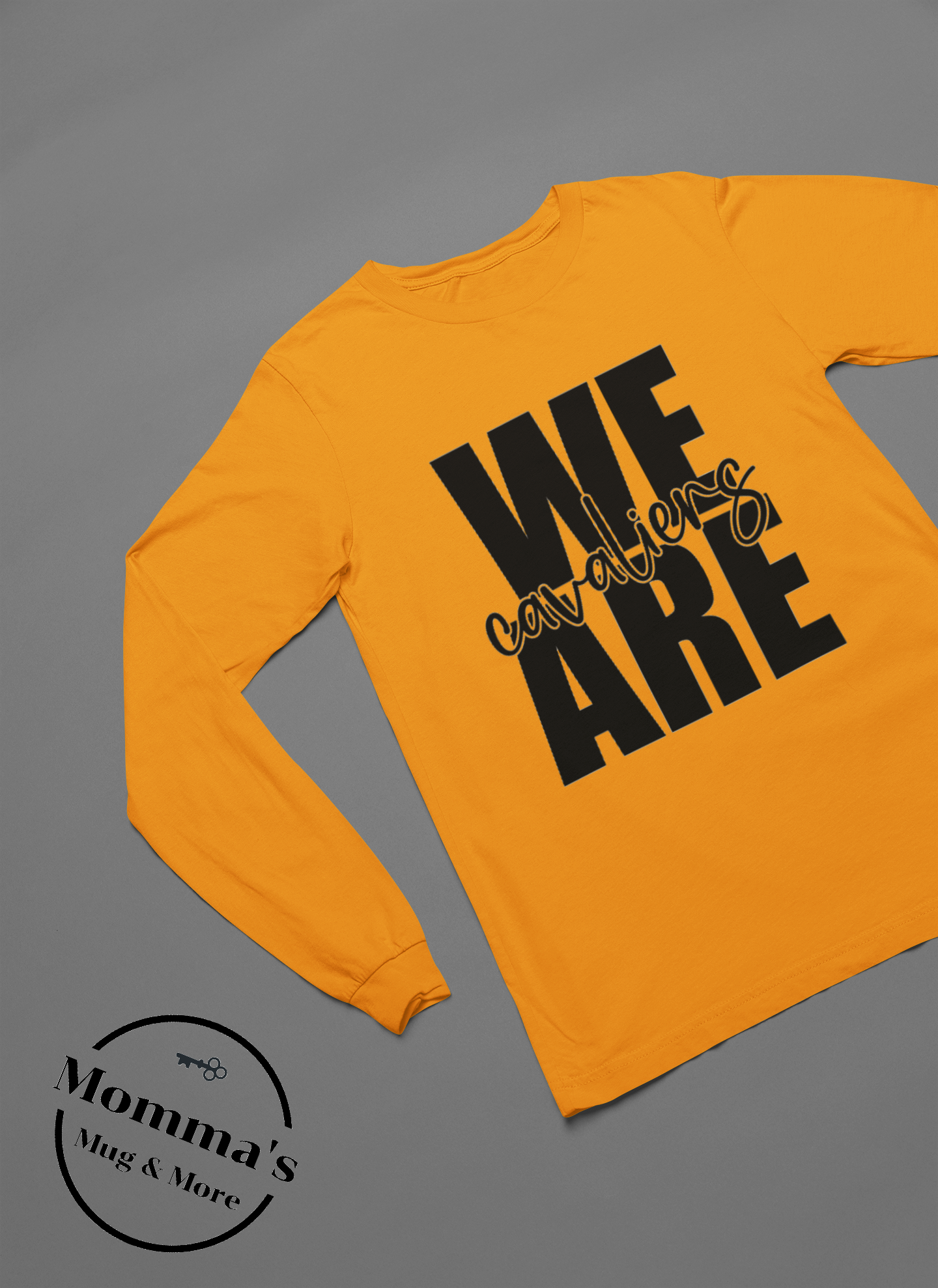 WE ARE CAVALIERS SLEEVED TEE GOLD WITH BLACK.png