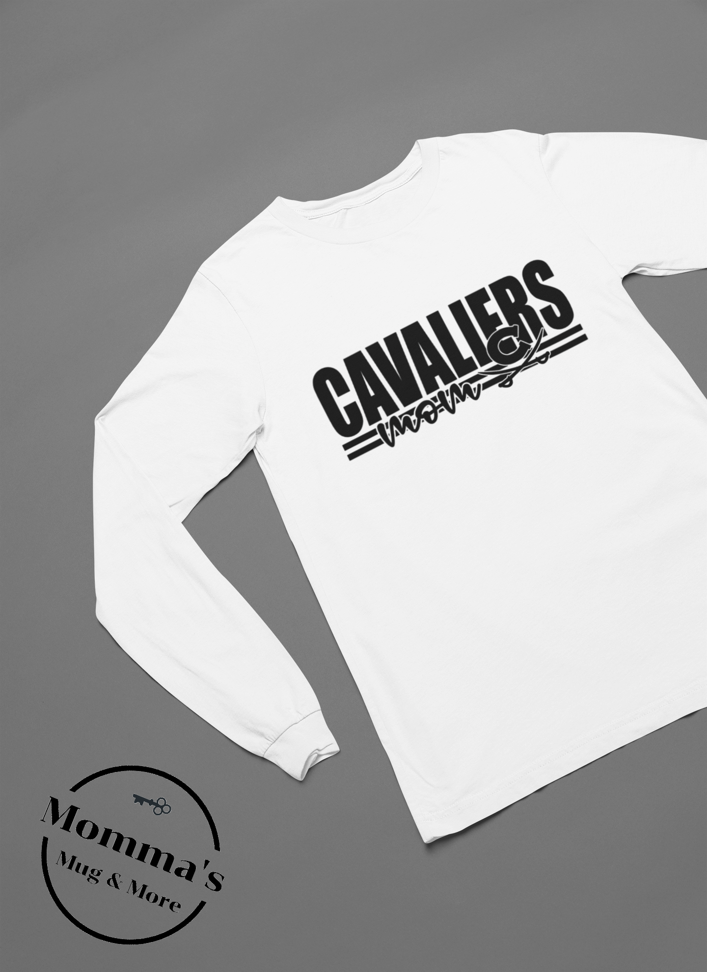 CORUNNA CAVALIERS MOM STRIPED WHITE SLEEVED TEE.png